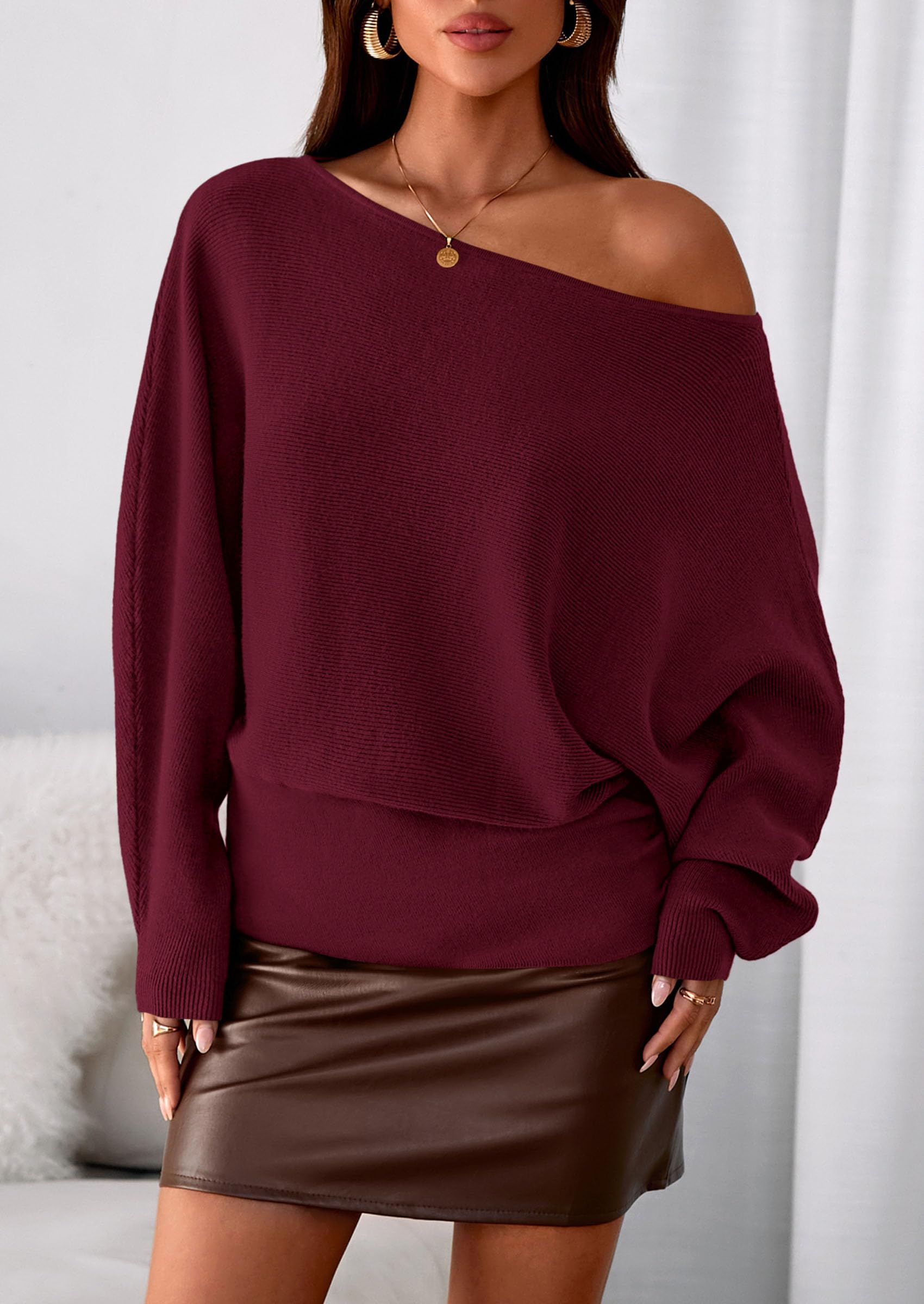 Women's Off the Shoulder Sweater Trendy Fall Going Out Tops