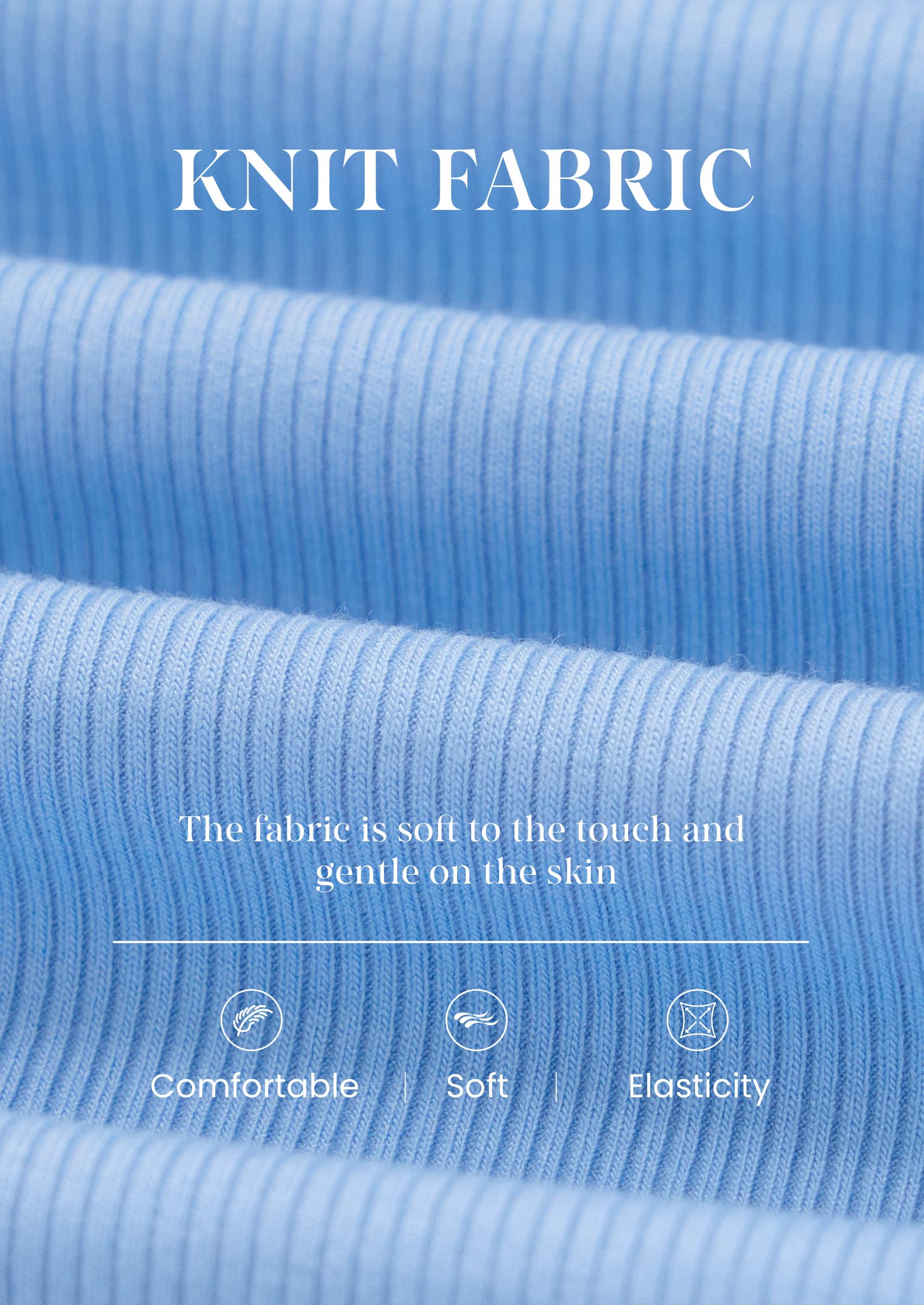 Womens Long Sleeve Ribbed V Neck Knit Shirts(Light Blue,M)