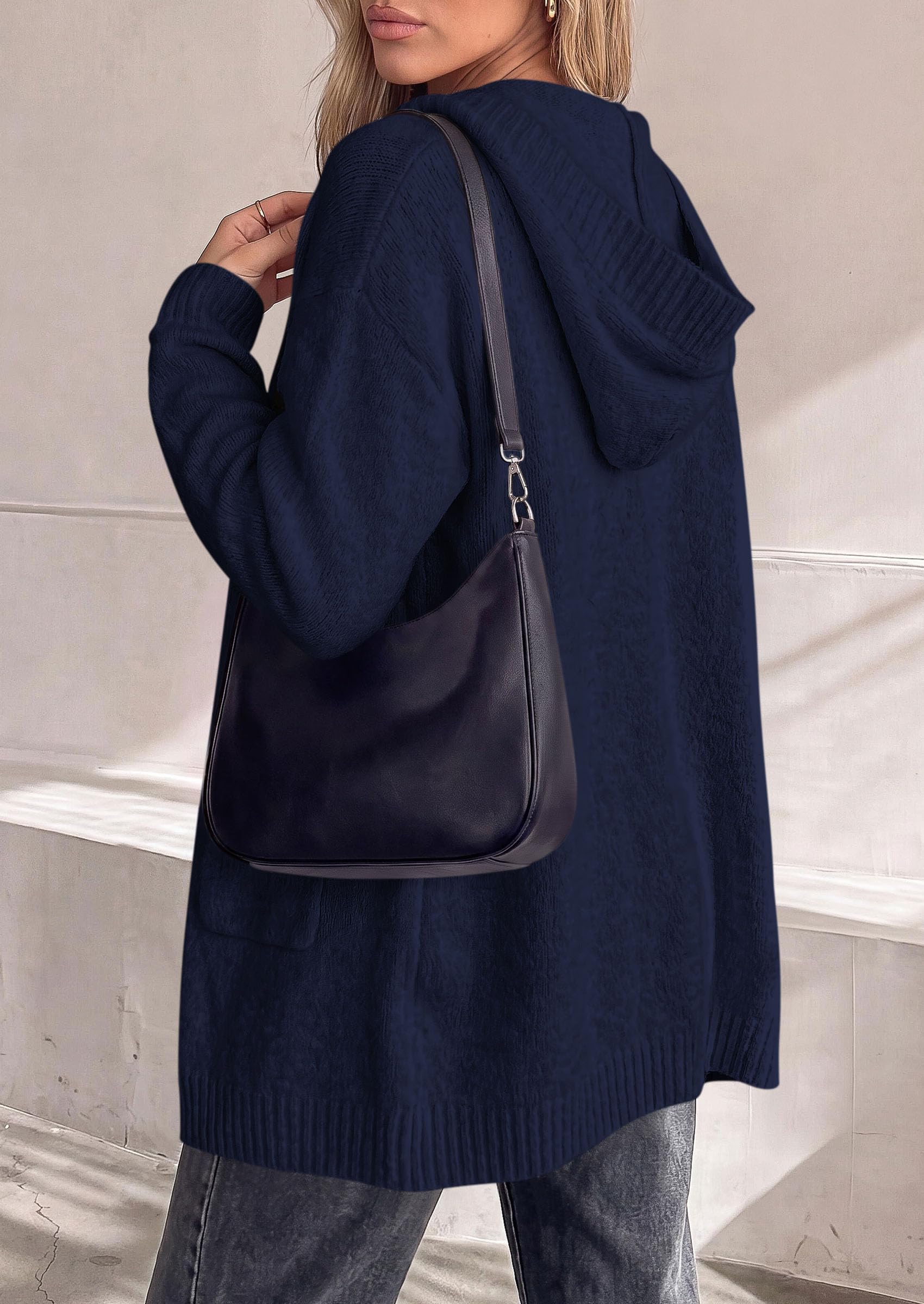 Women's Long Cardigans Fall Hooded Button up Oversized Sweater