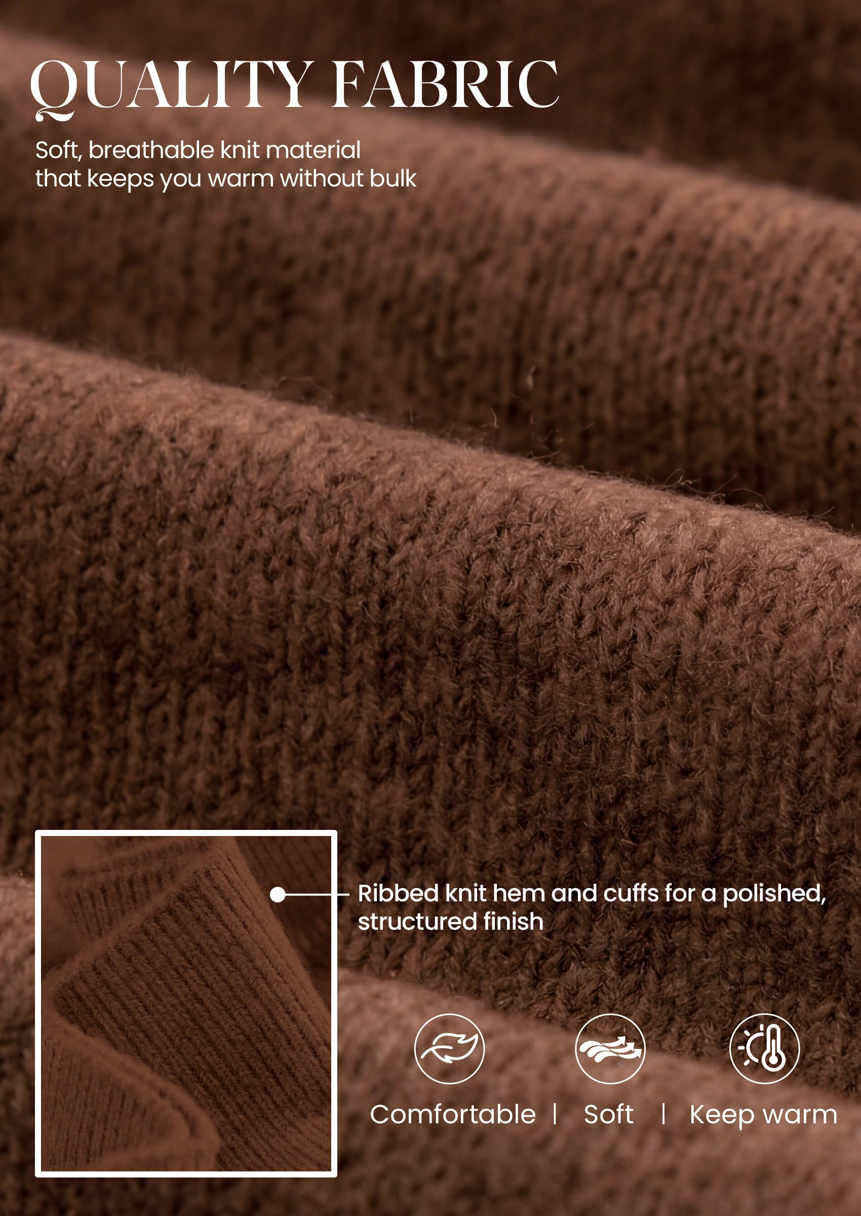 V Neck Wrap Sweaters for Women Fall Outifts Pullover Brown,S