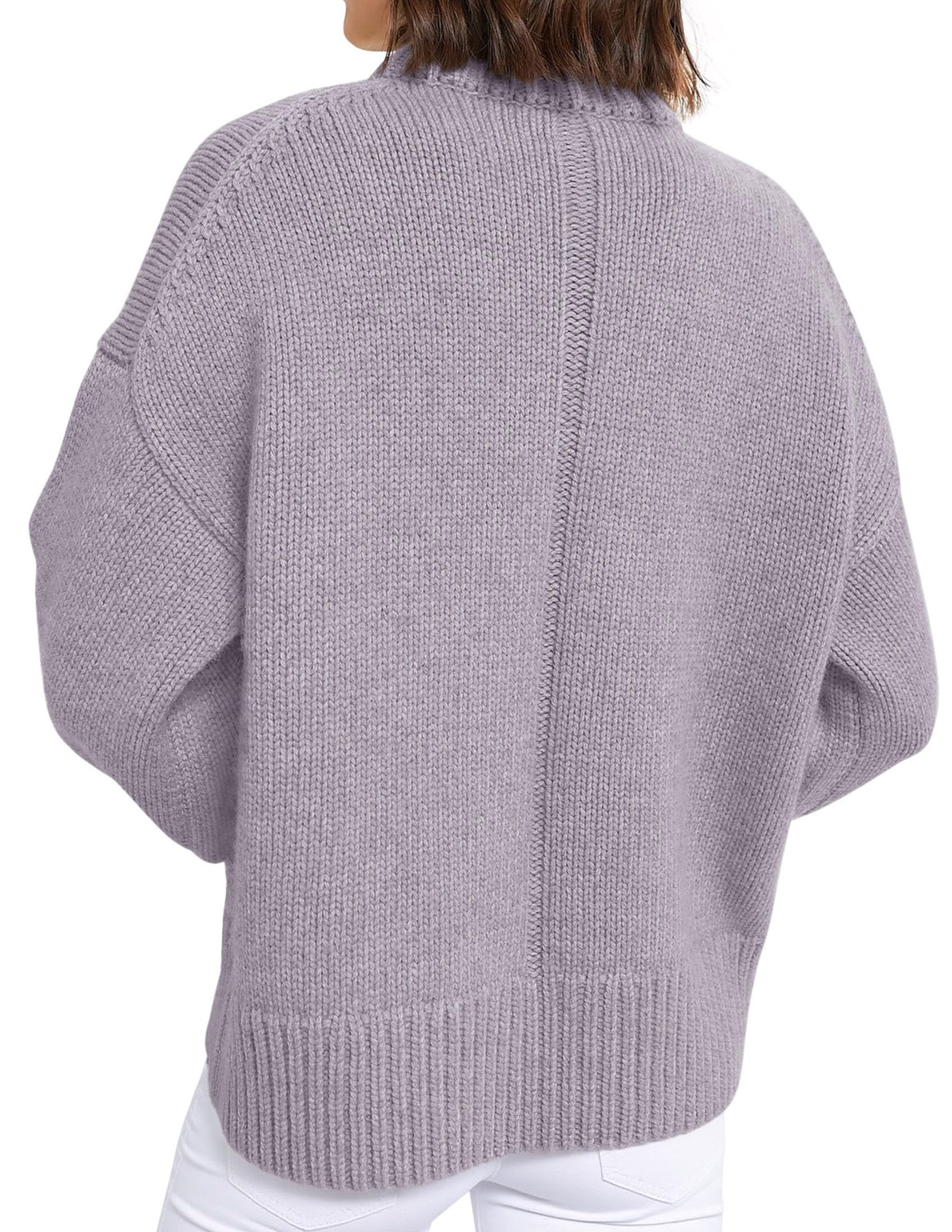 Casual Rollneck Sweater Womens Fall Fashion 2026 Grey Purple,S