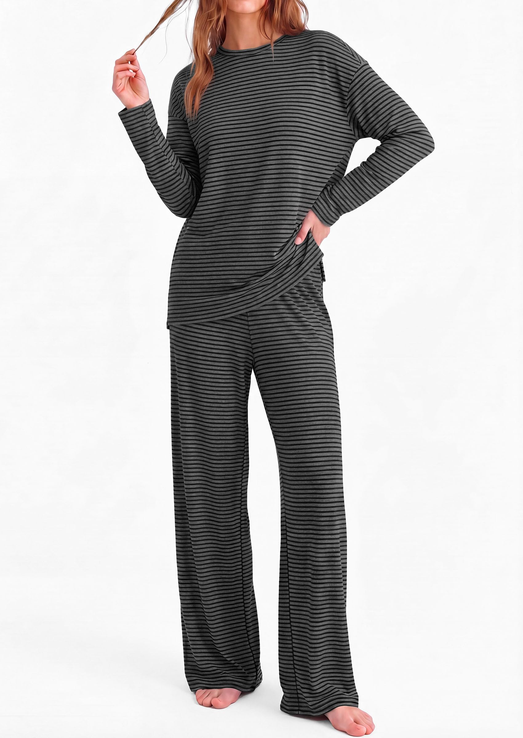 Lounge Sets for Women Fall Striped Matching Comfy Pajama Sets