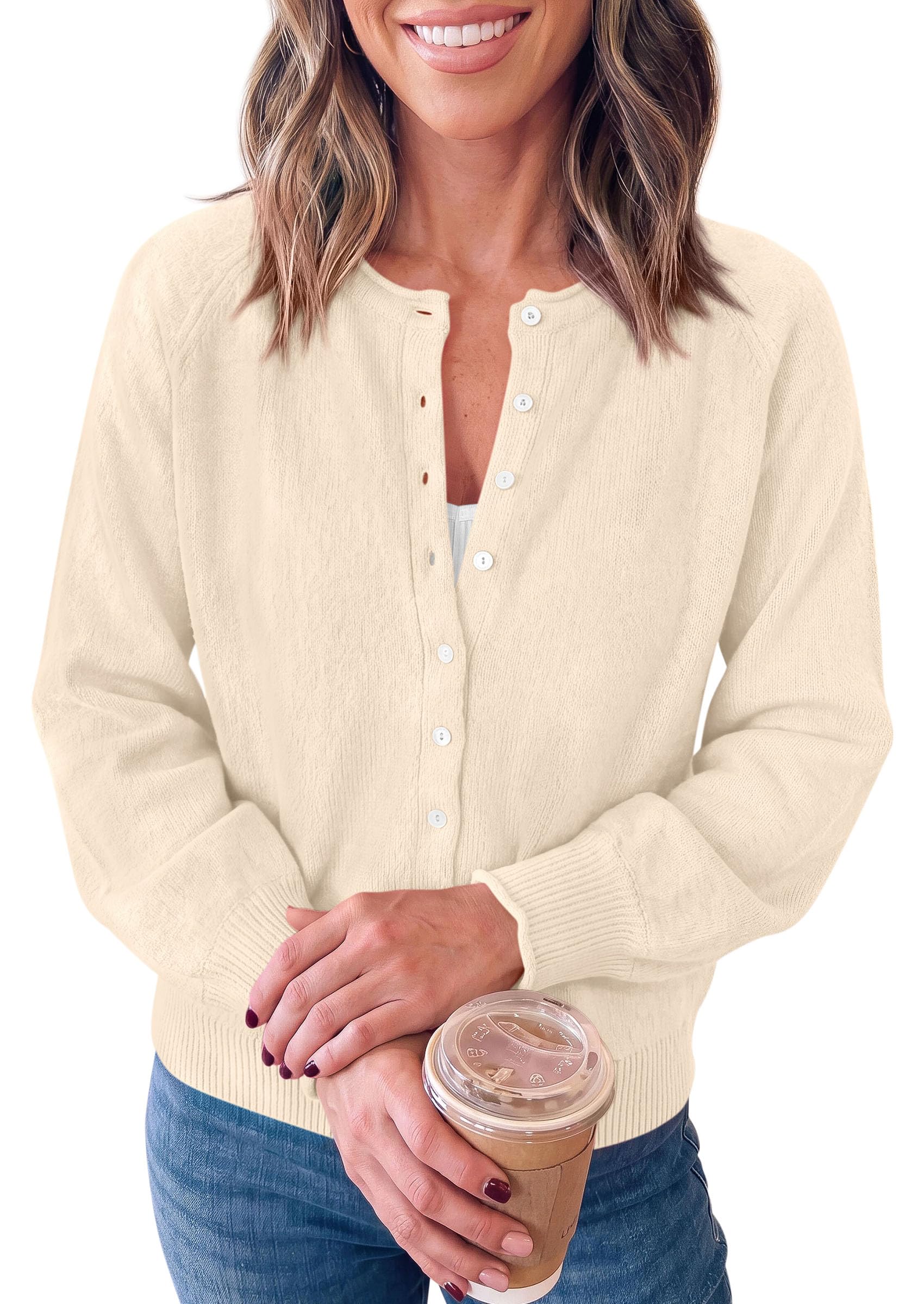 Women's Knit Button Up Cardigan Fall Lightweight Cozy Sweaters