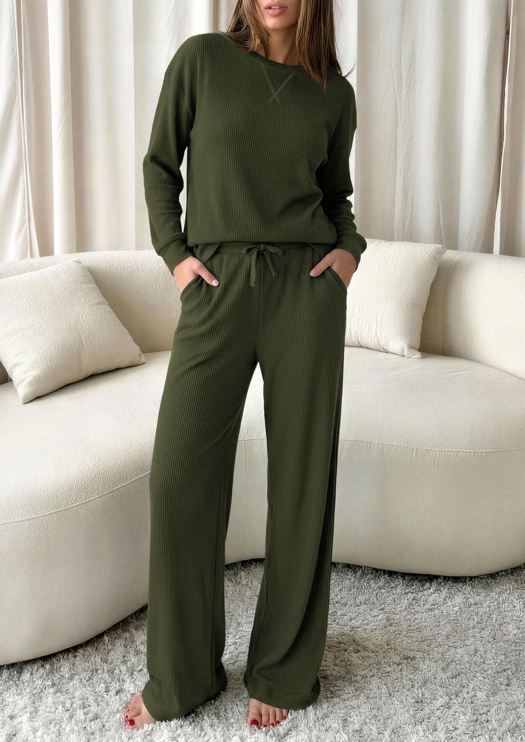 Women Matching Lounge Sets Fall 2 Piece Airport Travel Outfit