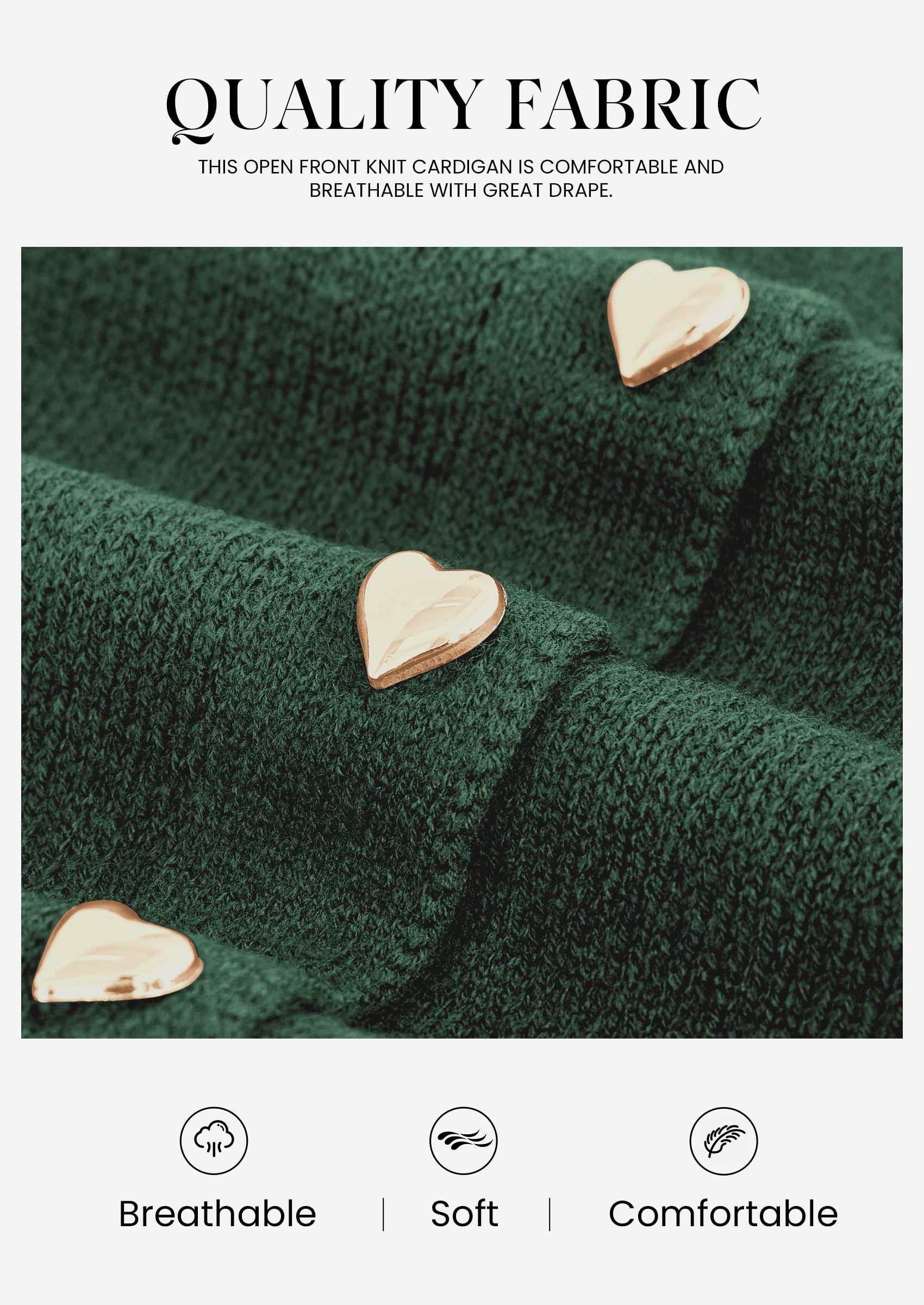 Women's Long Sleeve Button Up Cardigan,Dark Green,S