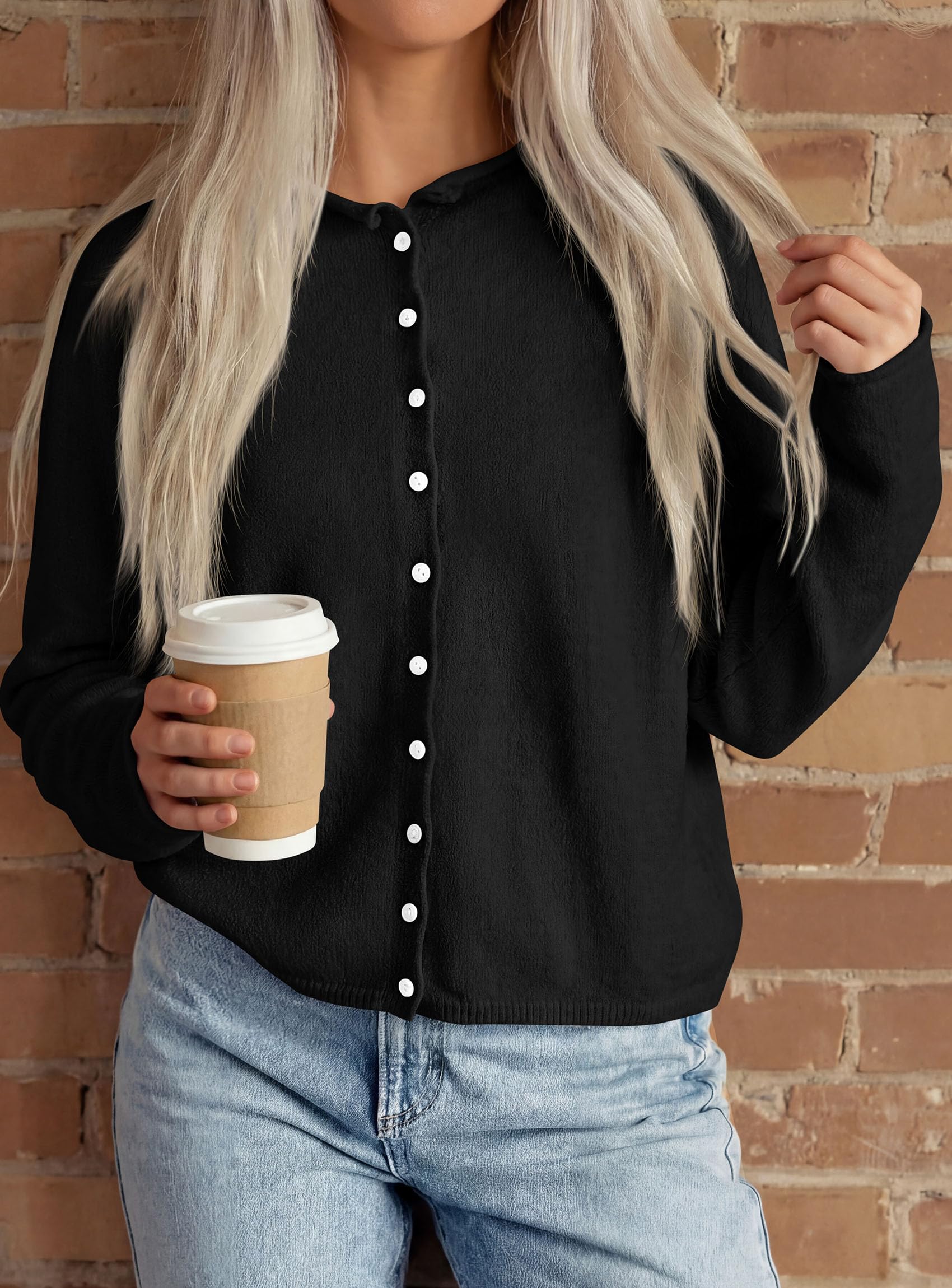 Button Up Cardigan for Women Knit Oversized Fall Sweaters