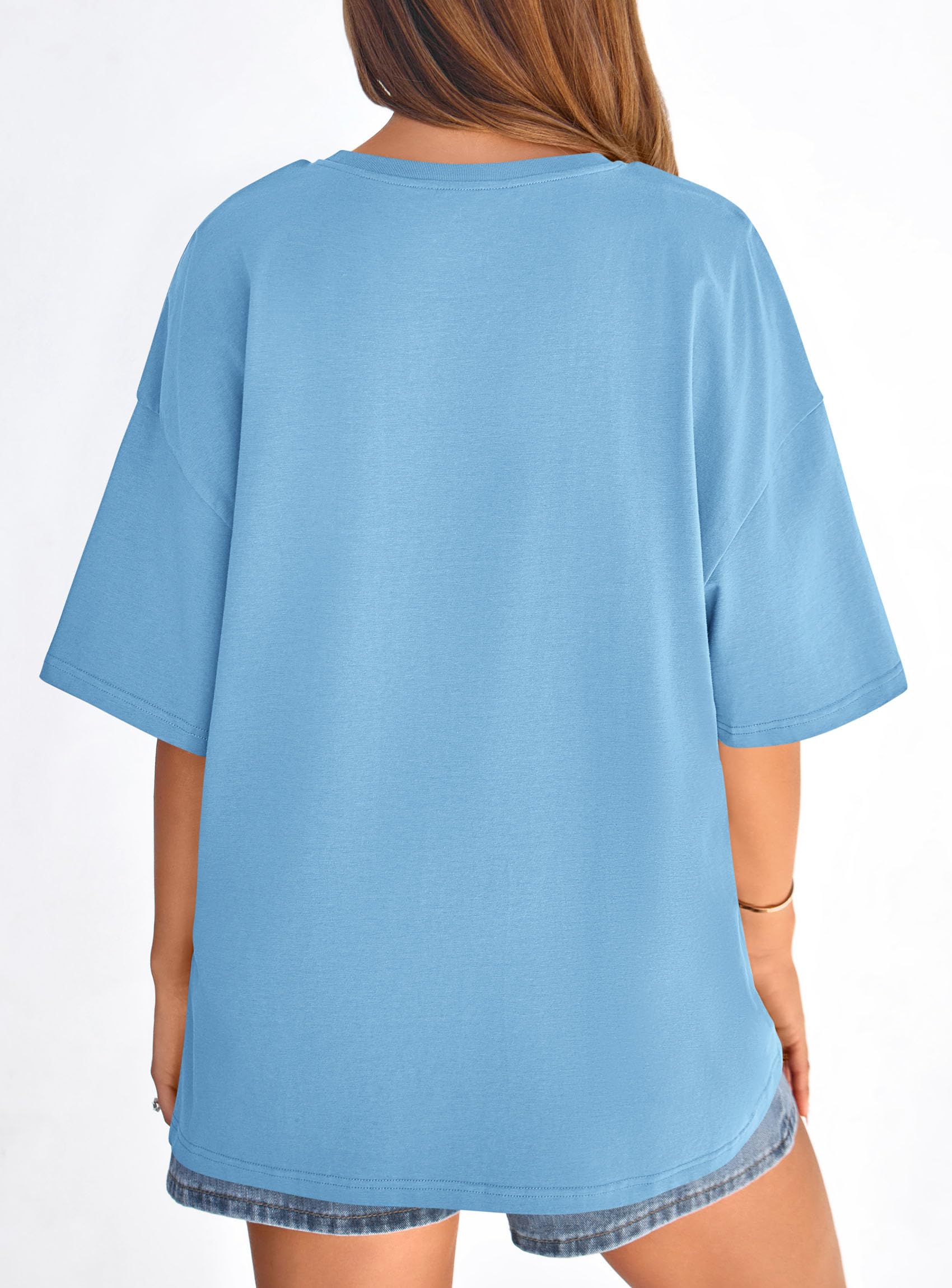 Women's Oversized Tshirts Going Out Tops (Sky Blue,S)