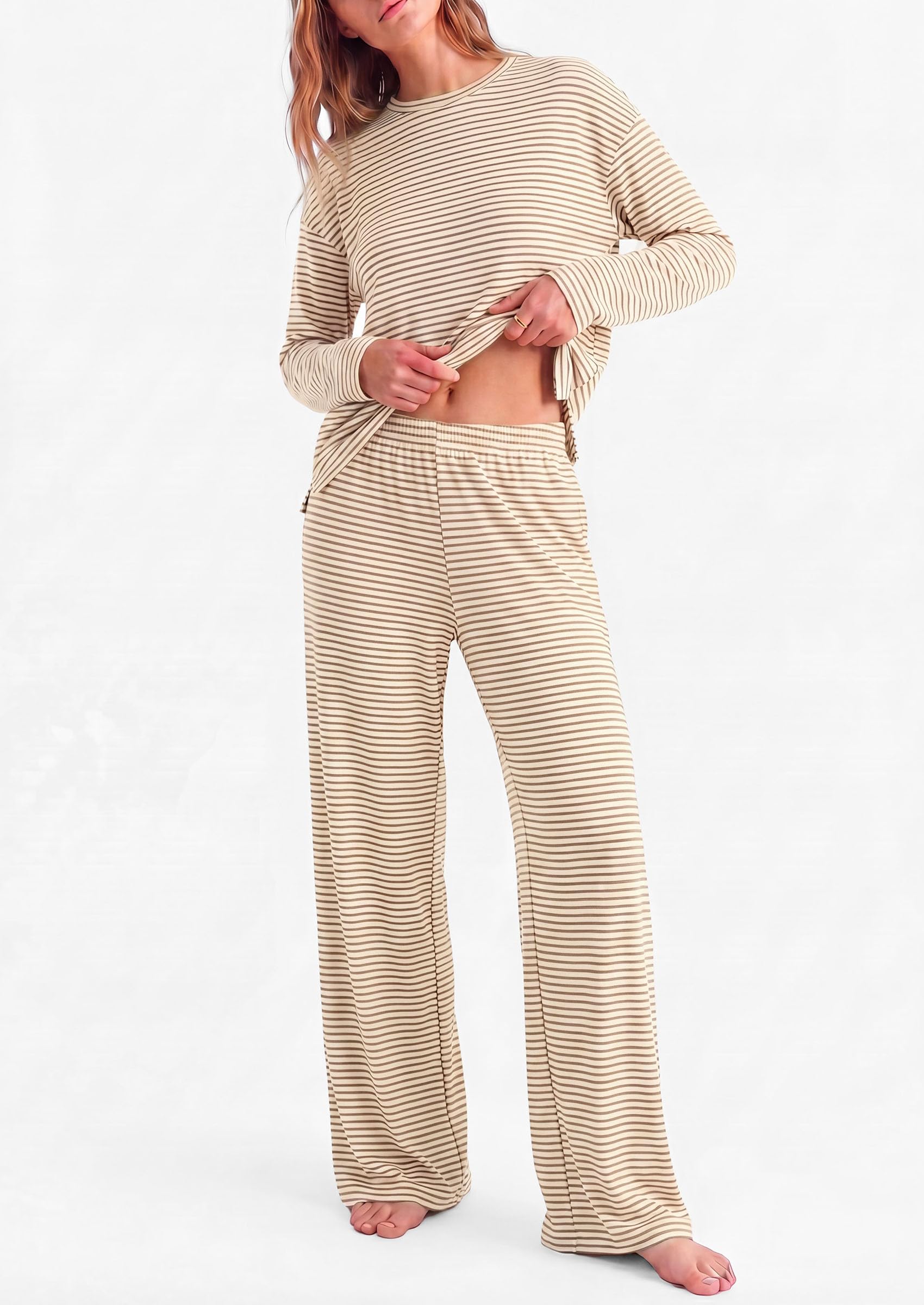 Lounge Sets for Women Fall Striped Matching Comfy Pajama Sets