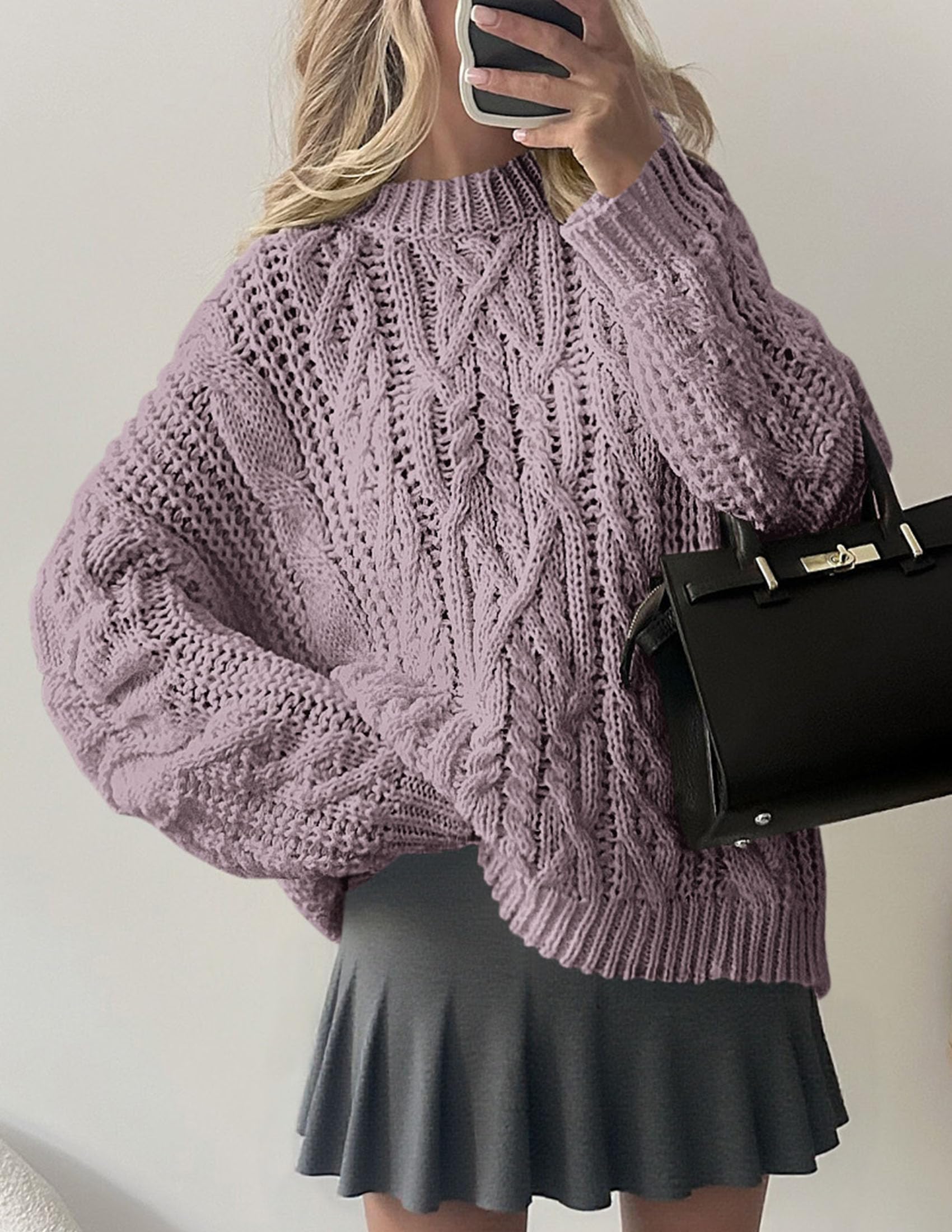 Womens Oversized Fall Sweaters Chunky Cable Knit Pullover Tops