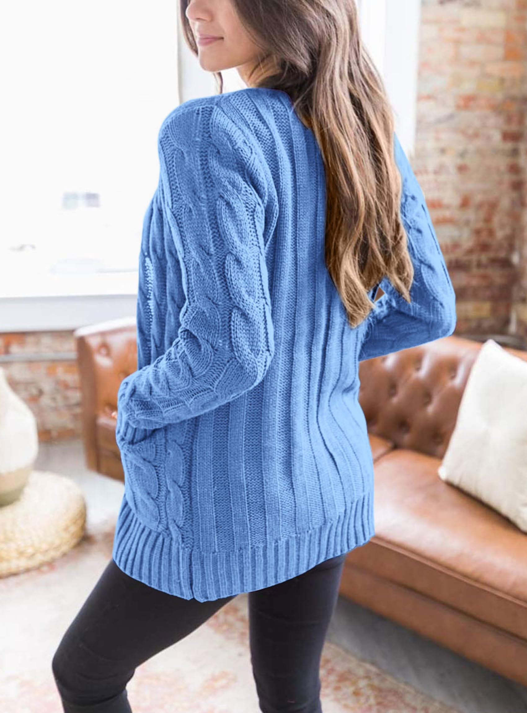 Women Chunky Cable Knit Cardigan Sweaters Fall Fashion Clothes