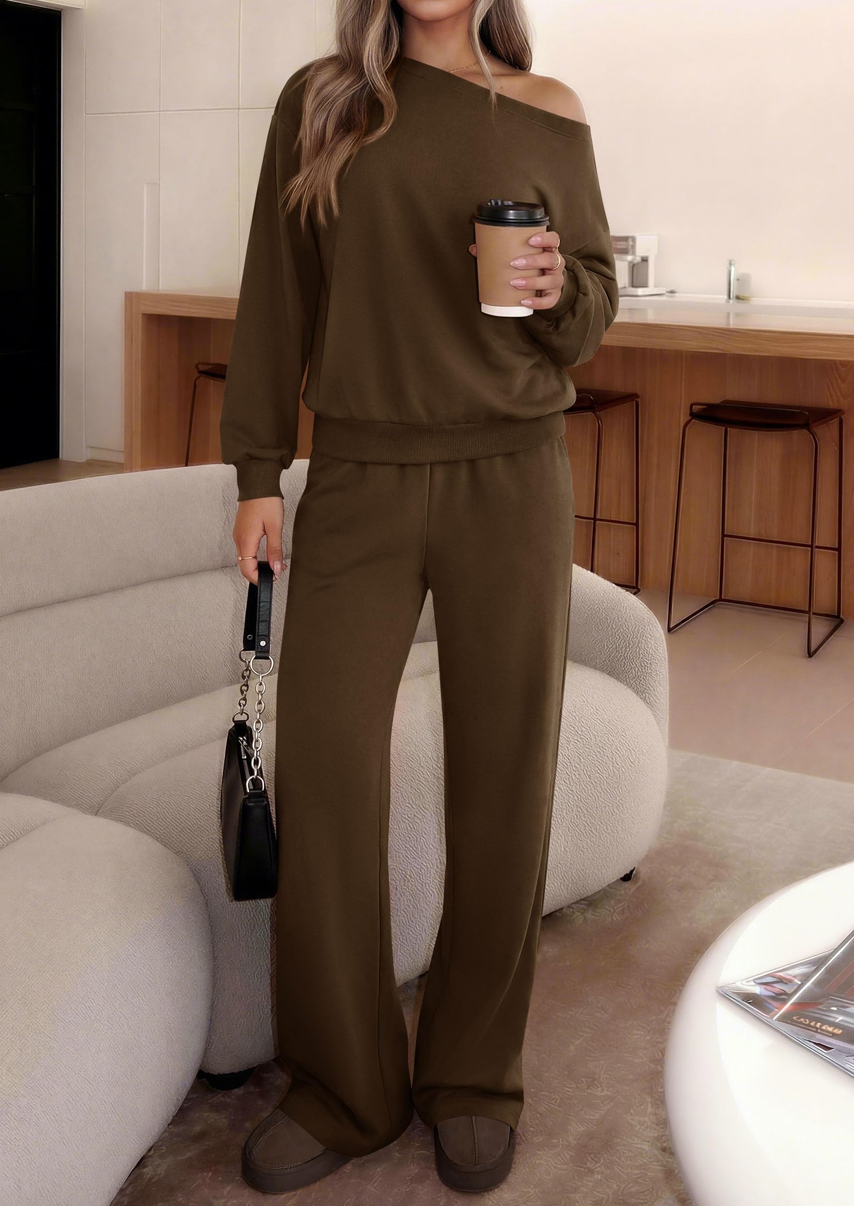 2 Piece Sets for Women Off the Shoulder Matching Lounge Set