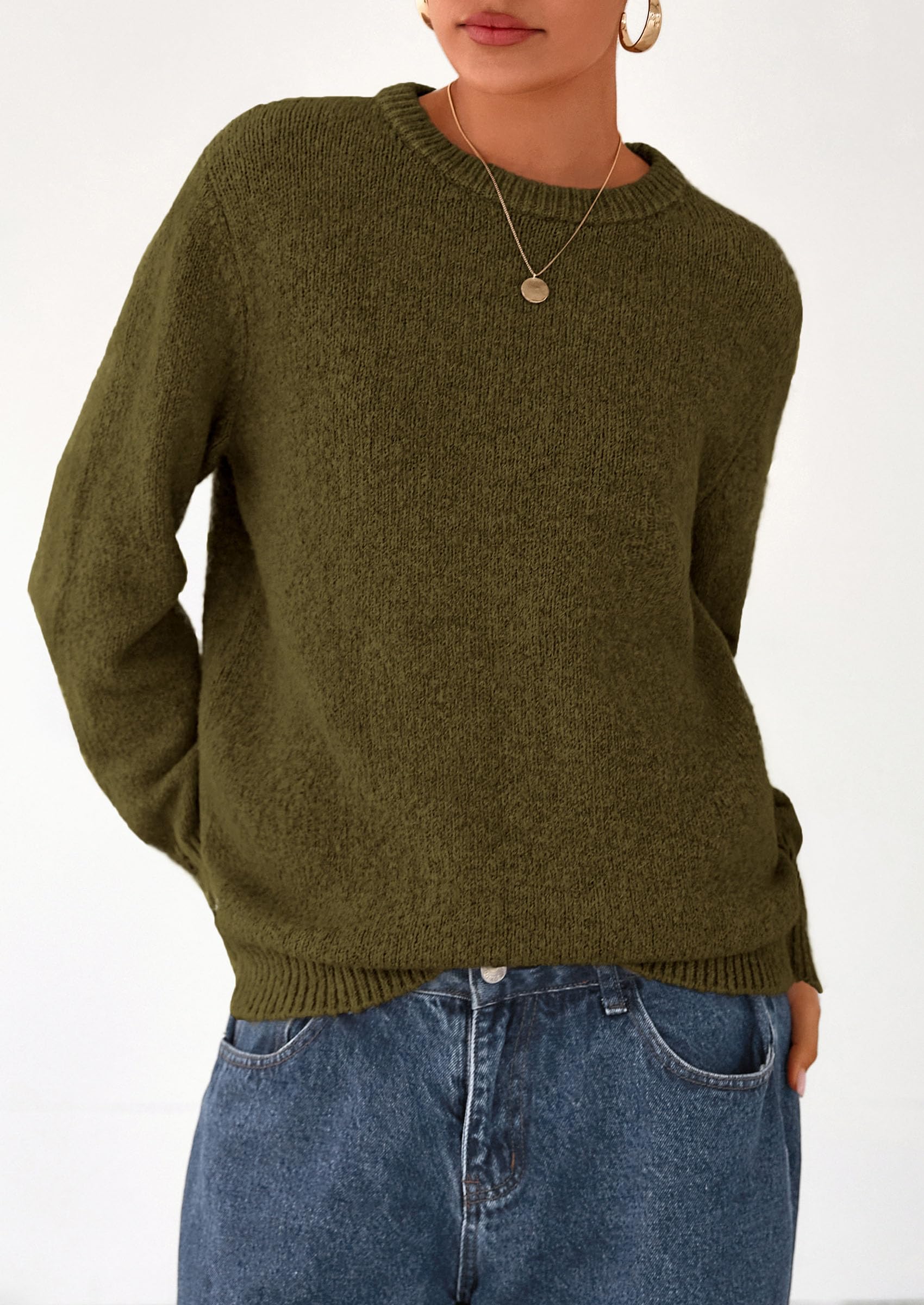Fall Sweaters for Women Cozy Casual Pullover Ribbed Knit Tops