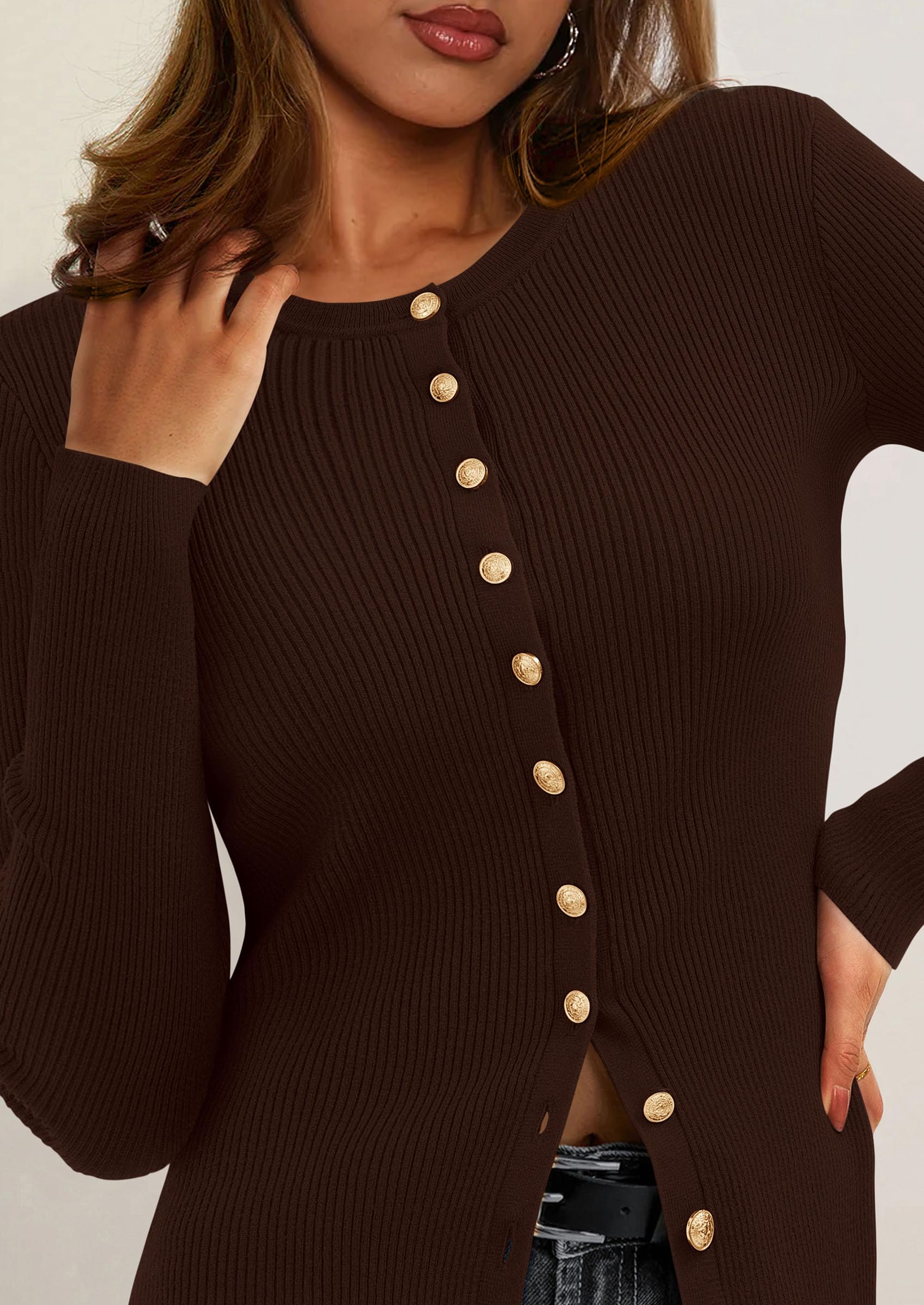 Women's Fall Lightweight Cardigan Sweaters,Brown,S