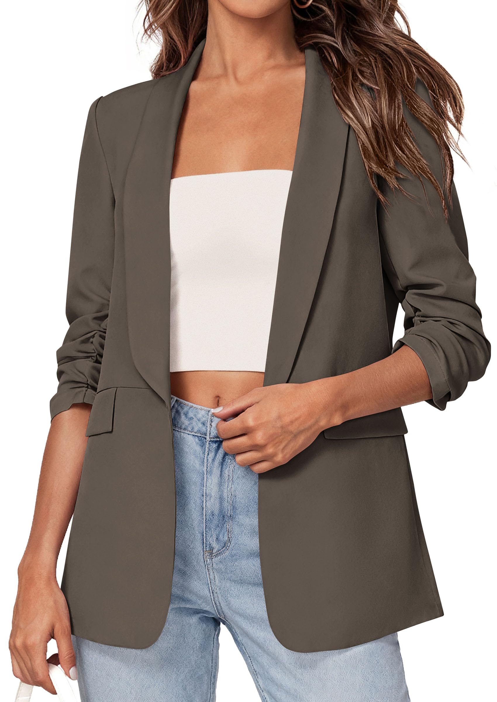Women's Summer Blazers Business Casual Outfits Grey,XS