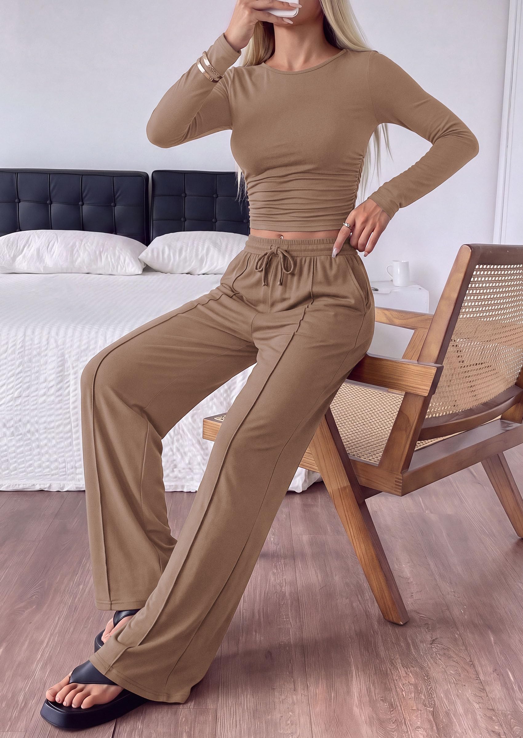 Womens 2 Piece Lounge Sets Fall Fashion Airport Travel Outfits