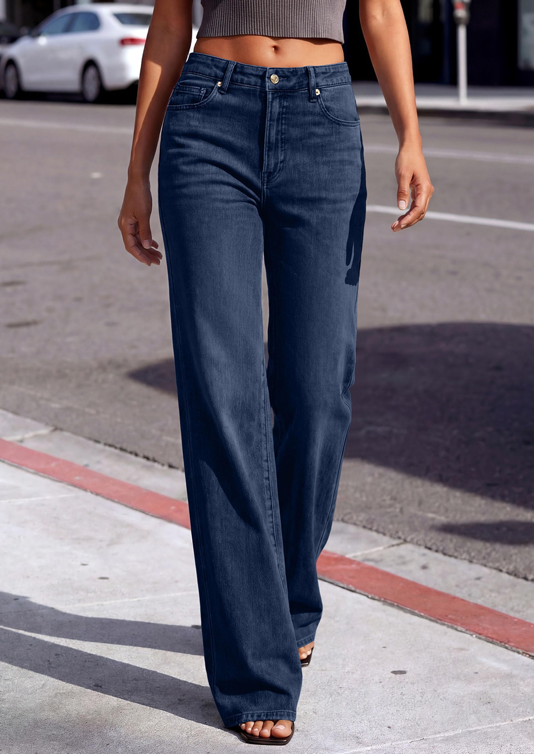 Women's Jeans Stretchy High Waisted Denim Pants,Bright Blue,4