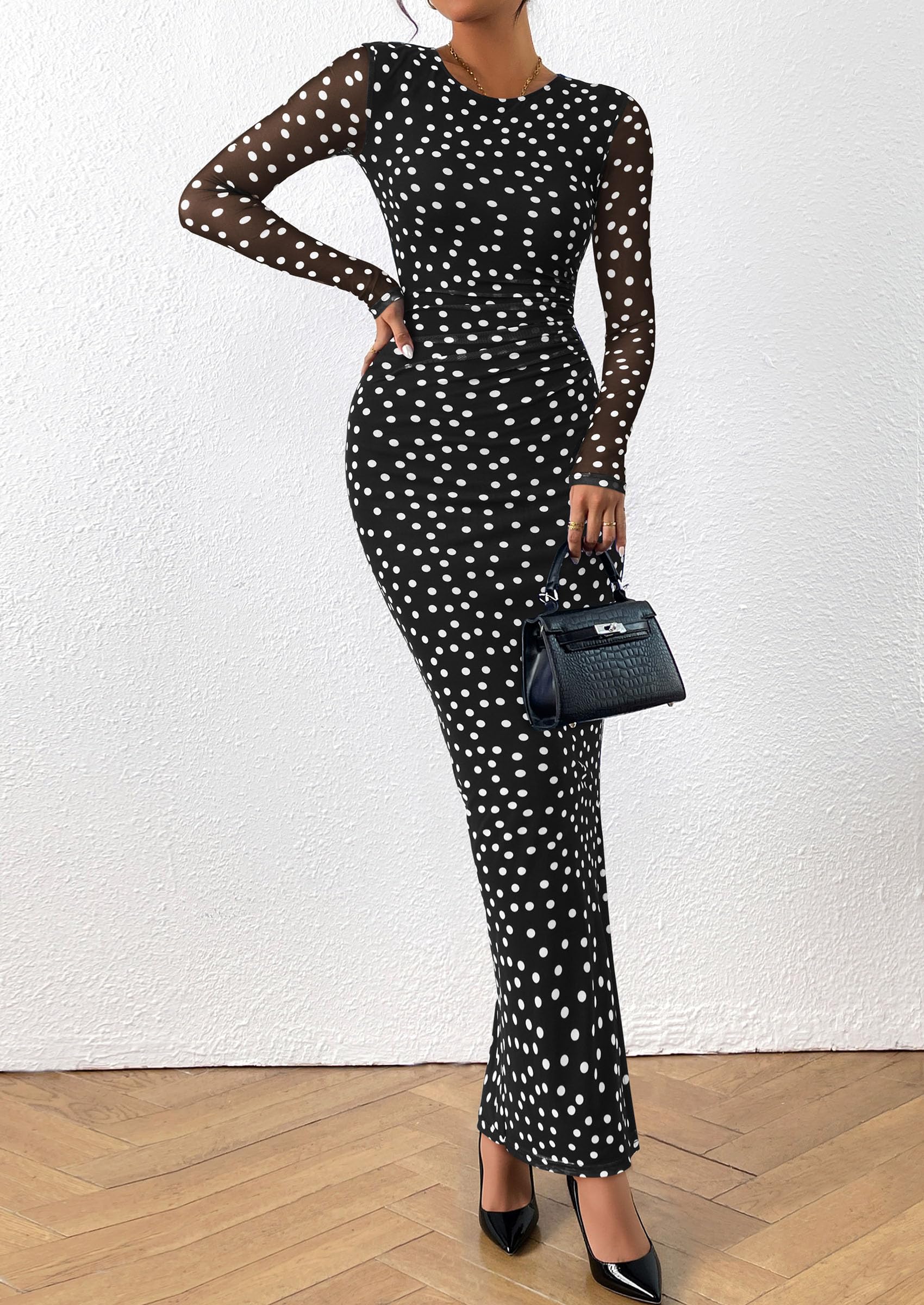 Women's Floral Bodycon Maxi Fall Dress