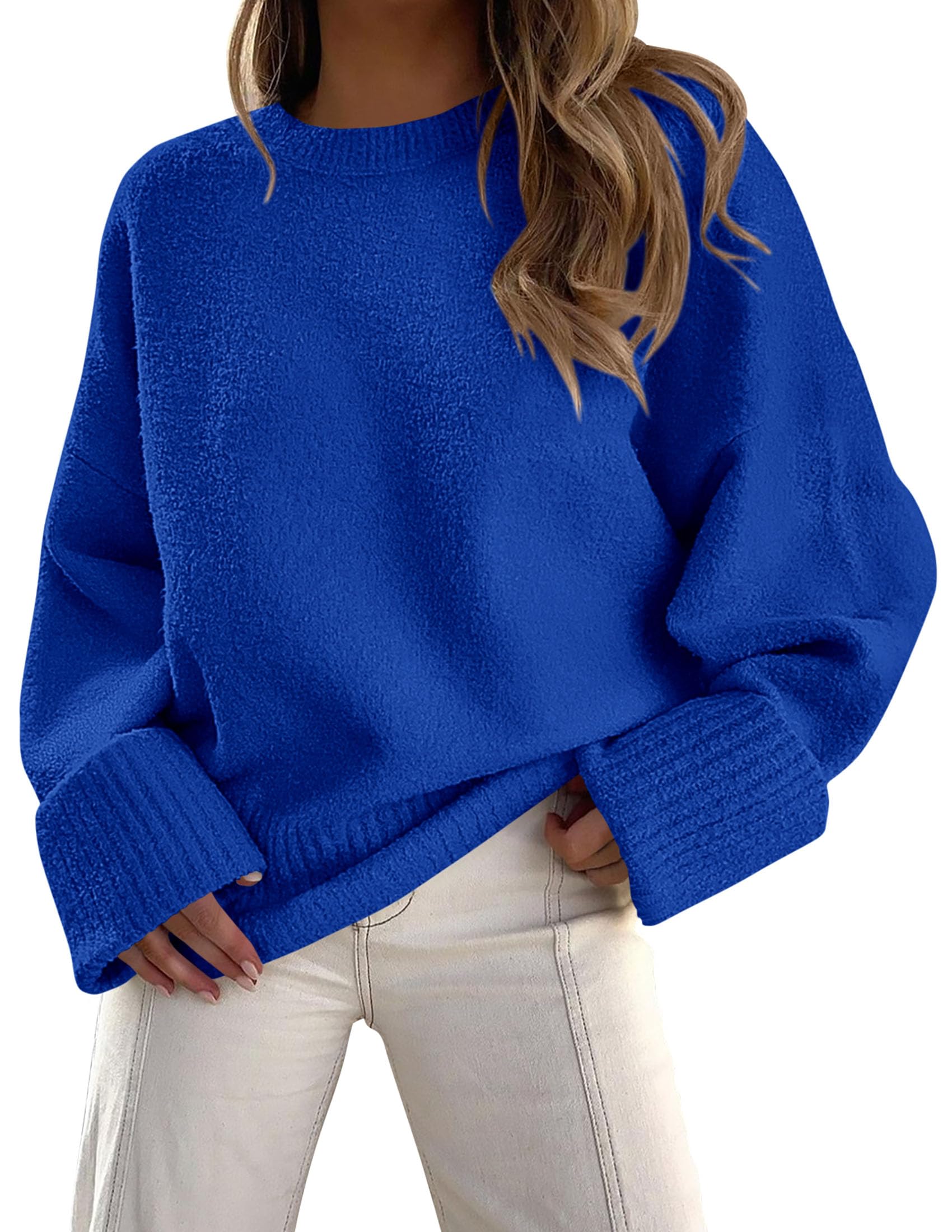 Women's Fall Fashion Cozy Oversized Sweaters(Blue,XS)