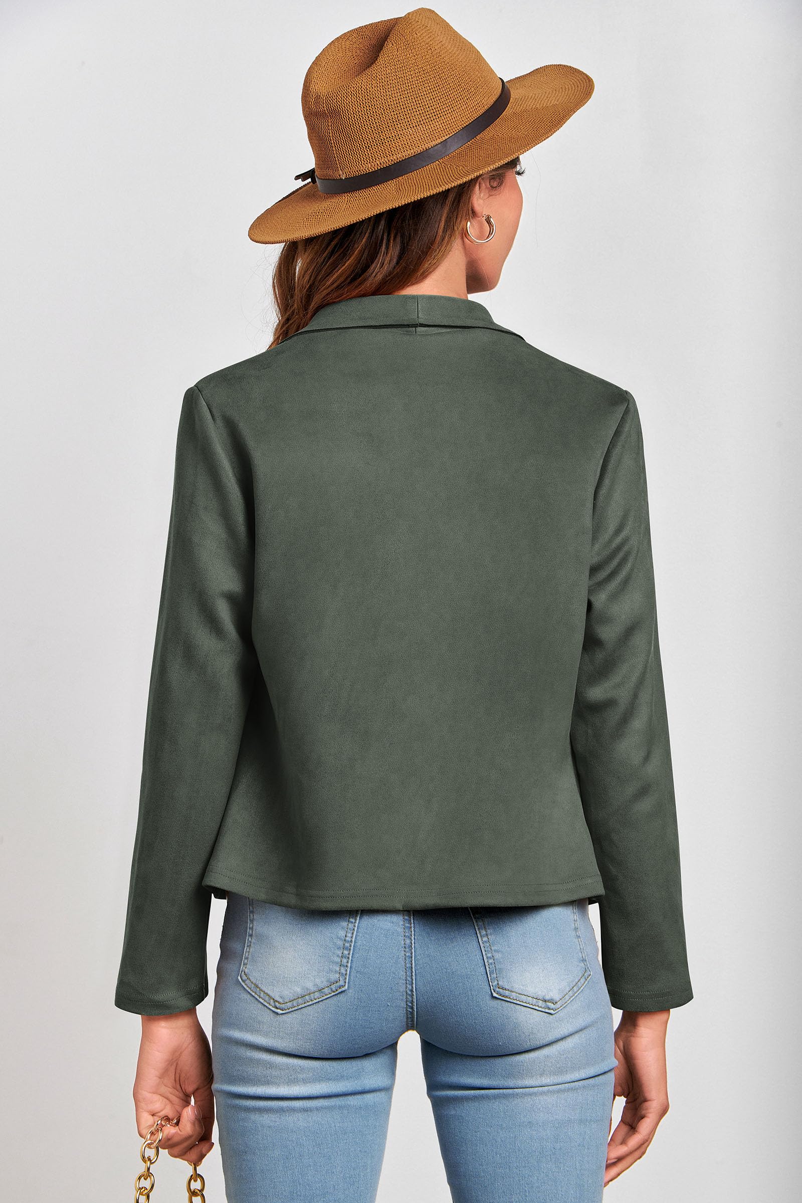 Women's Fall Fashion Faux Suede Jackets(Light Green,Small)