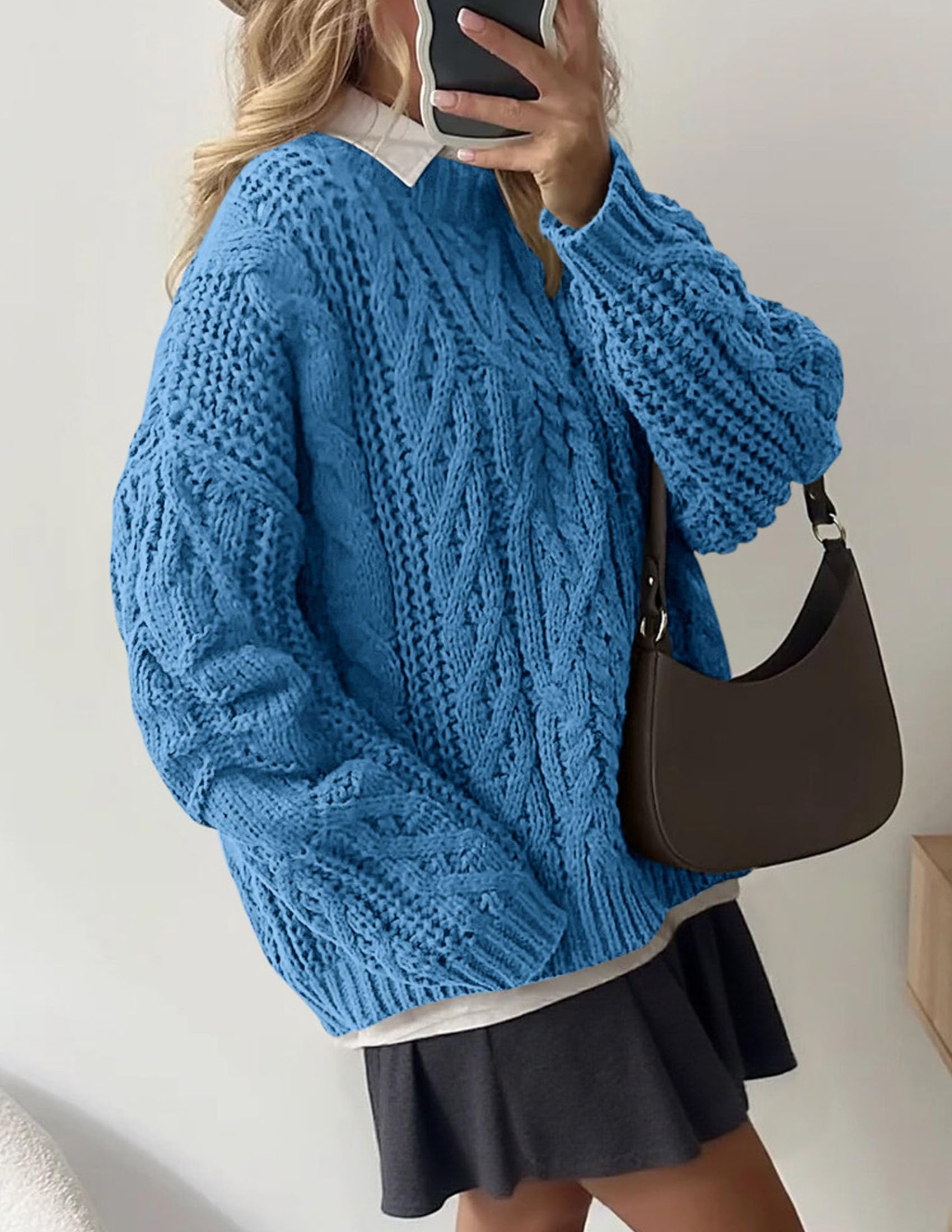 Womens Oversized Fall Sweaters Chunky Cable Knit Pullover Tops