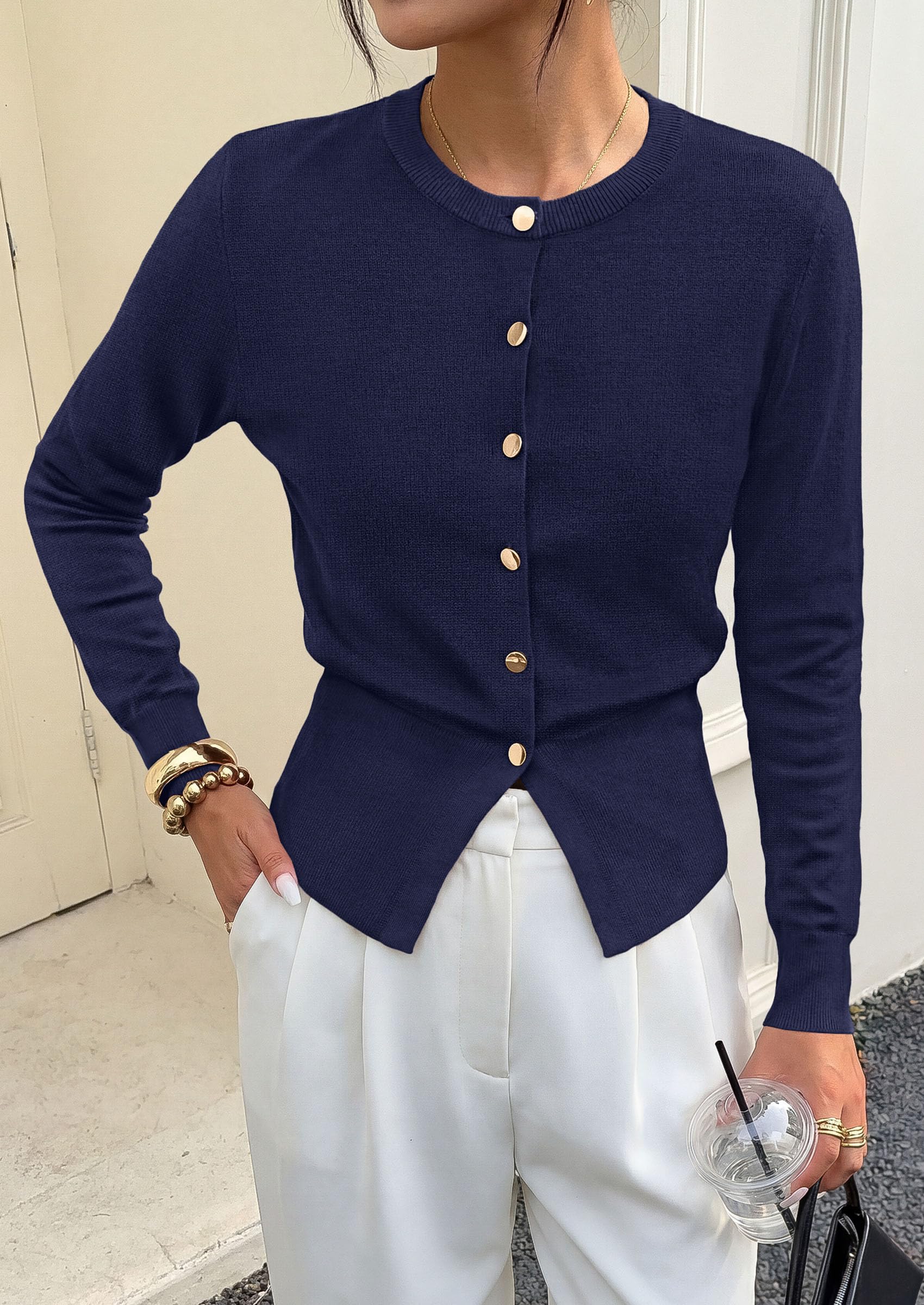Womens Fall Fashion Knit Cardigan Sweaters Cinched Waist Tops