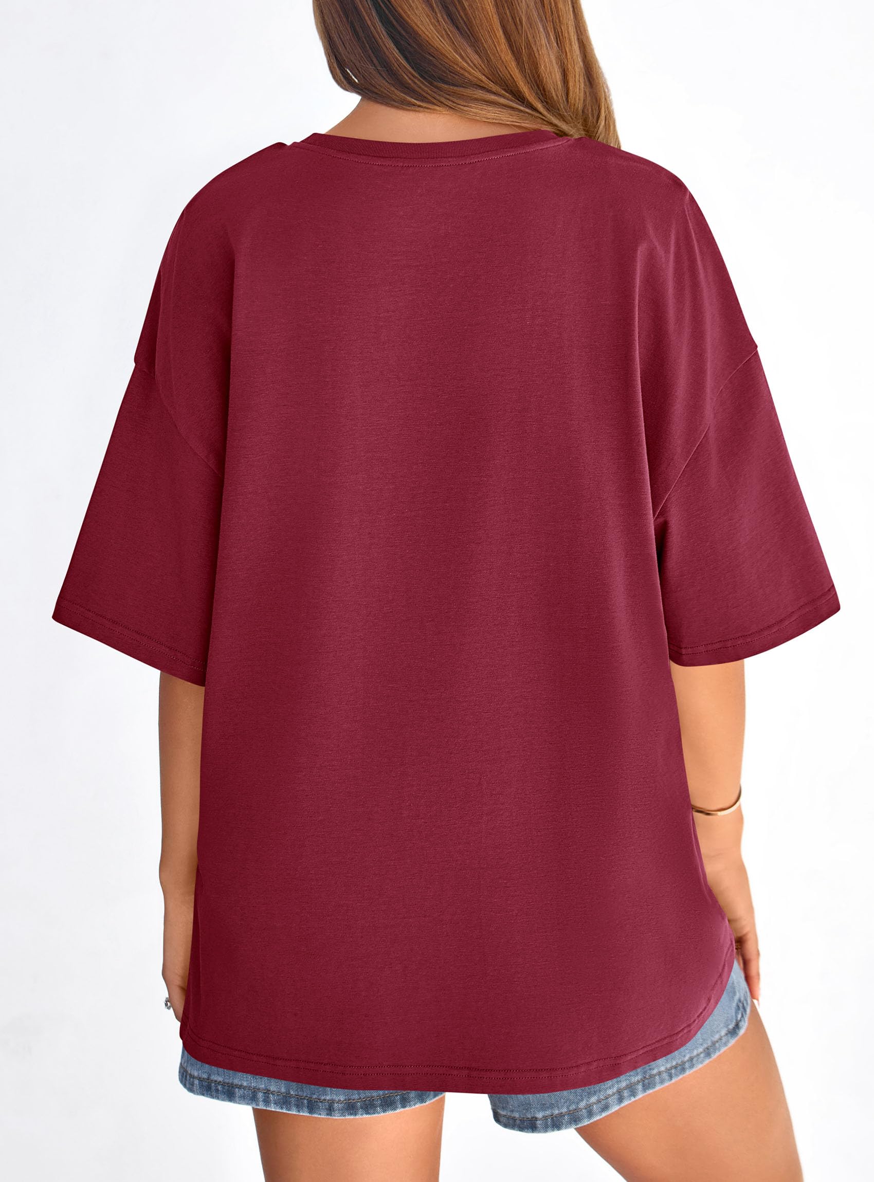Women's Oversized Tshirts Going Out Tops (Burgundy,S)