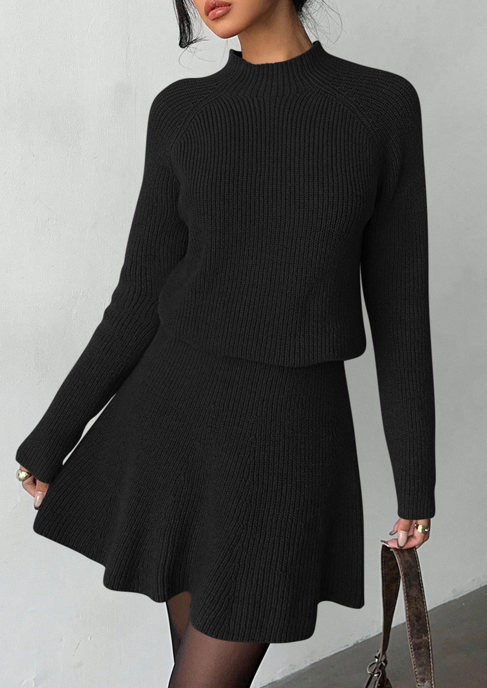 Women's Fall 2 Piece Outfits Matching Sweater Skirt Sets