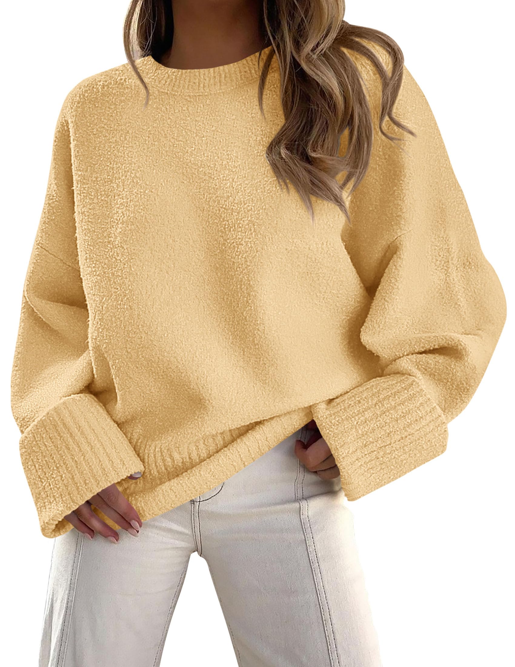 Women's Fall Fashion Cozy Oversized Sweaters(Yellow,XS)