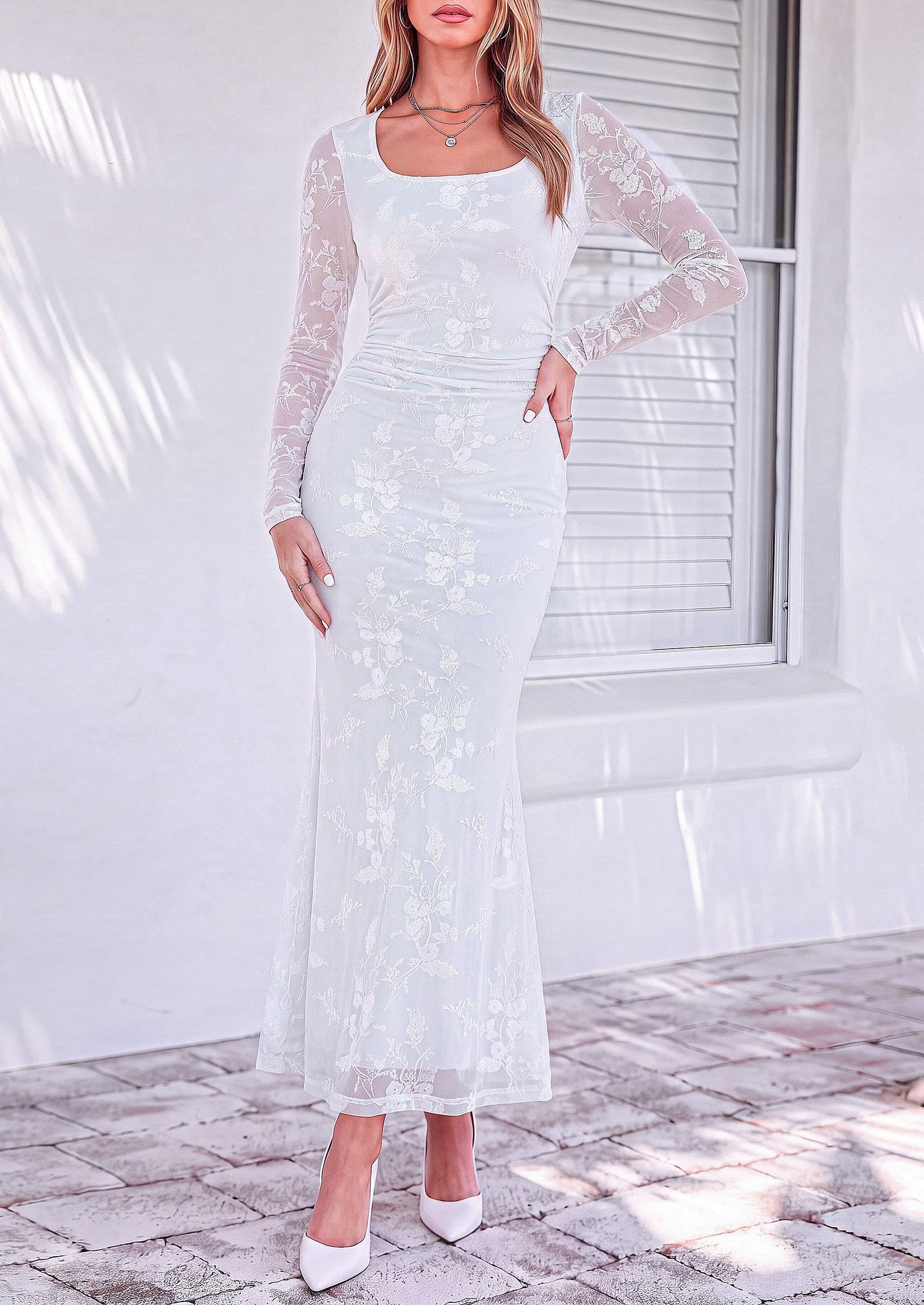 Women's Formal Floral Maxi Dress Fall Wedding Guest Dresses