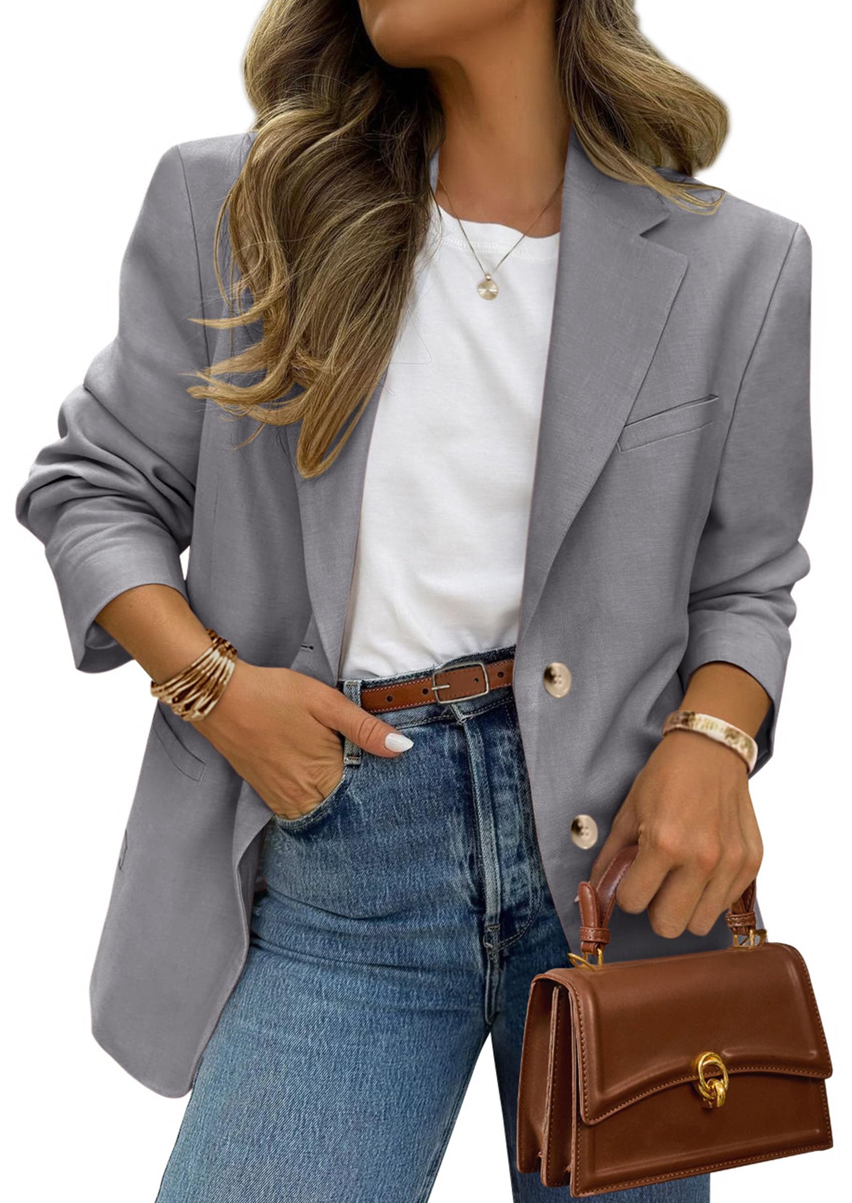 2026 Blazers for Women Business Casual,Grey,XS