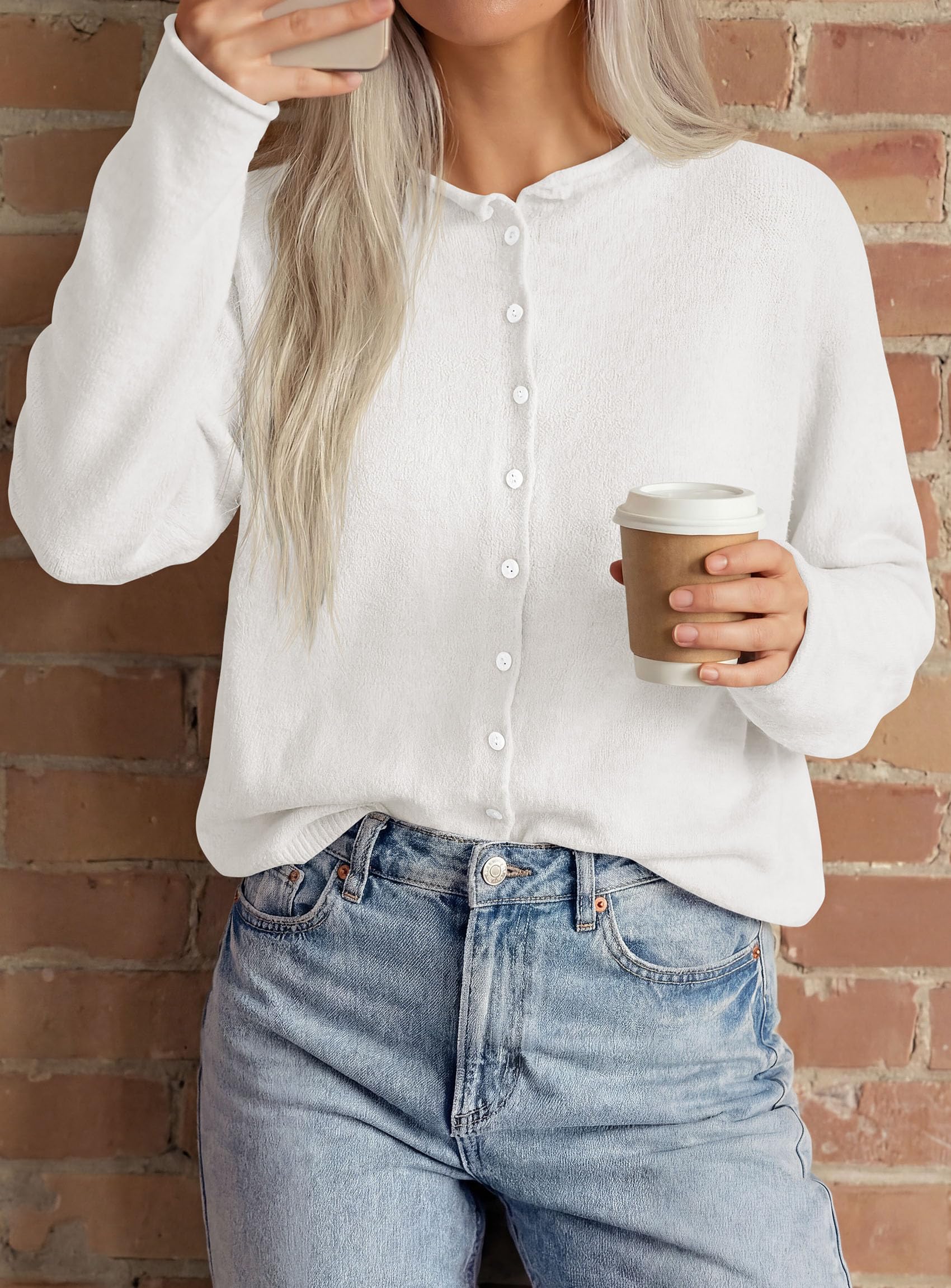 Button Up Cardigan for Women Knit Oversized Fall Sweaters