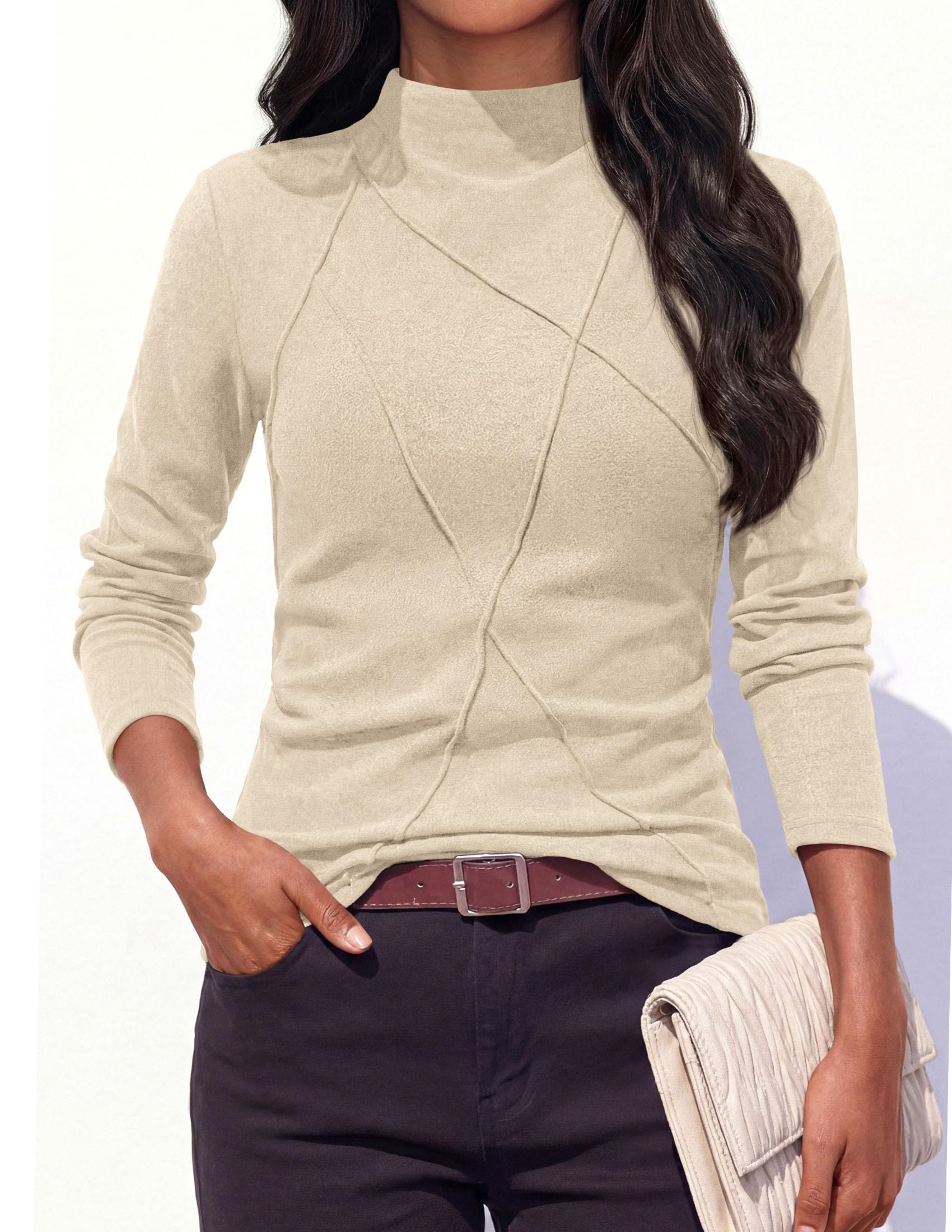Women's Mock Neck Long Sleeve Shirts Underscrub Fall Tops