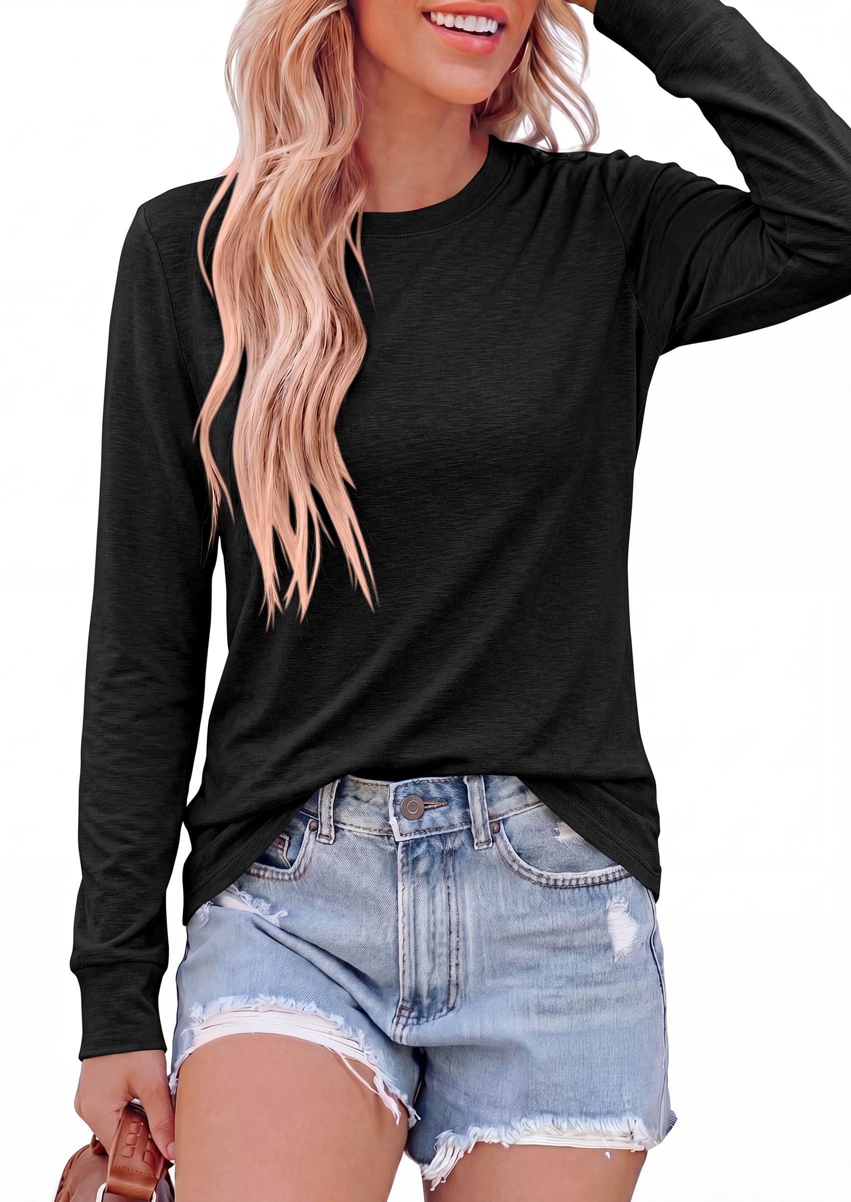 Long Sleeve Tshirts Shirts for Women Basic Casual Fall Tops
