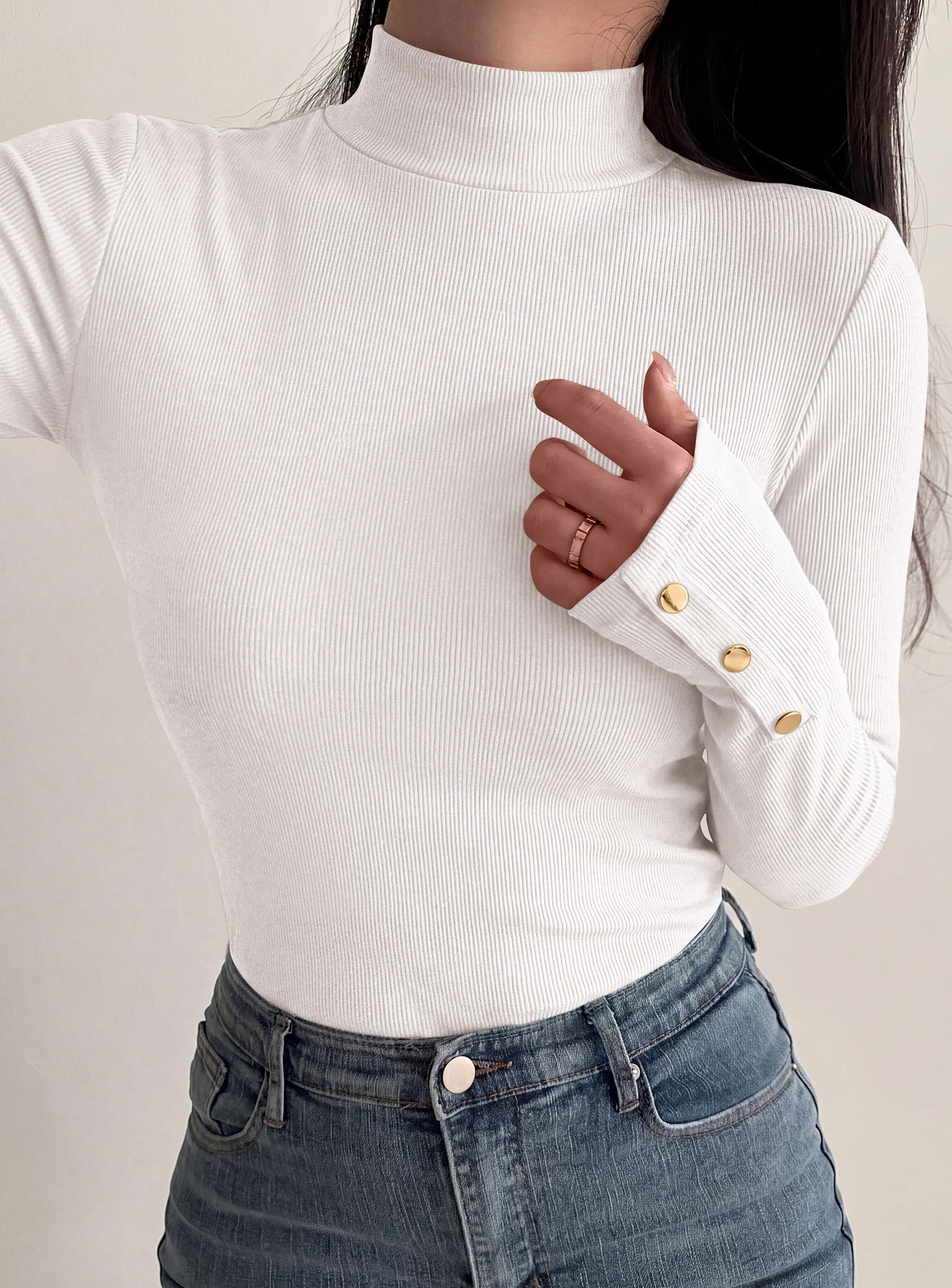 Women's Long Sleeve Shirts Fall Going Out Tops,White,XS