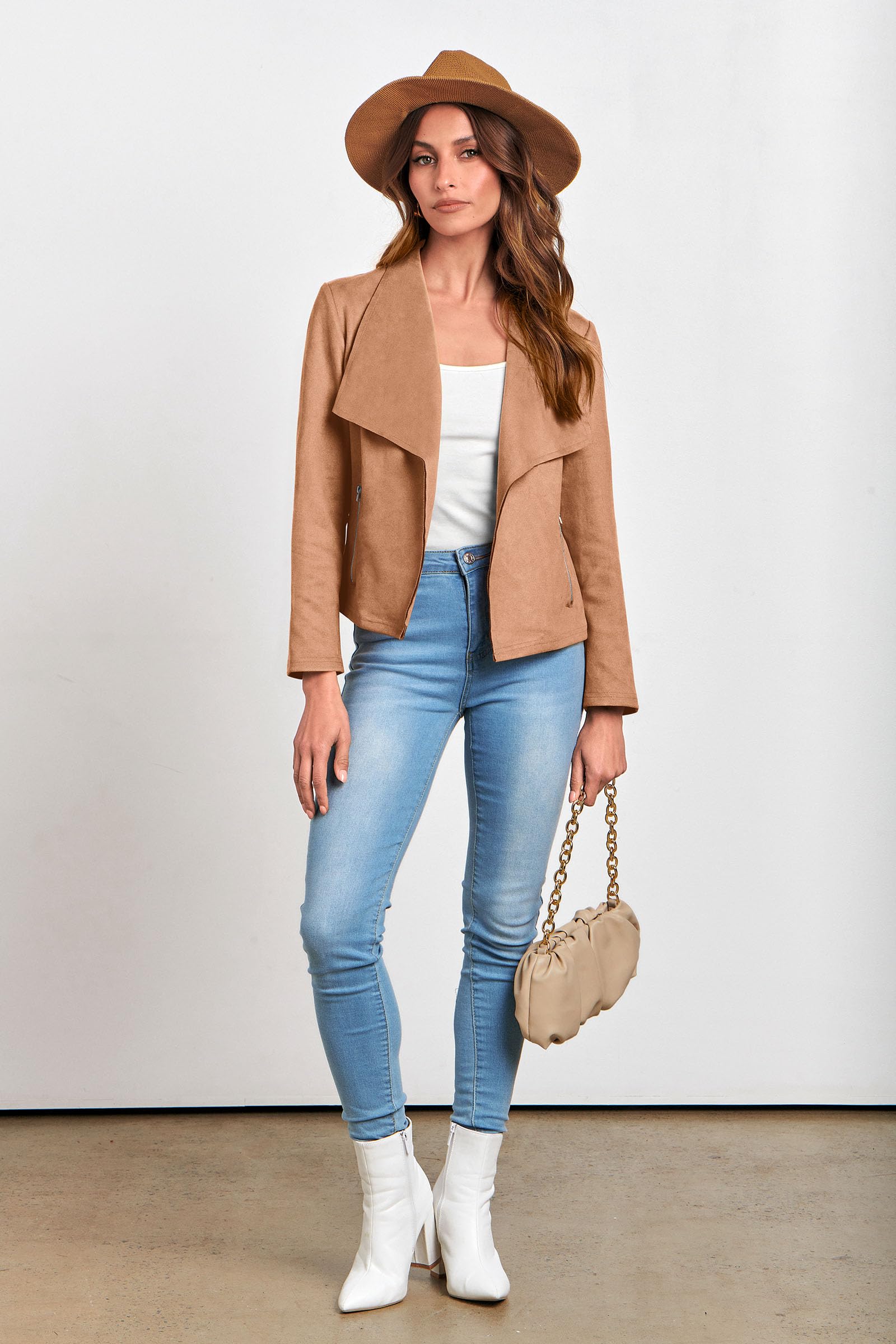 Women's Fall Fashion Faux Suede Jackets(Camel,Small)