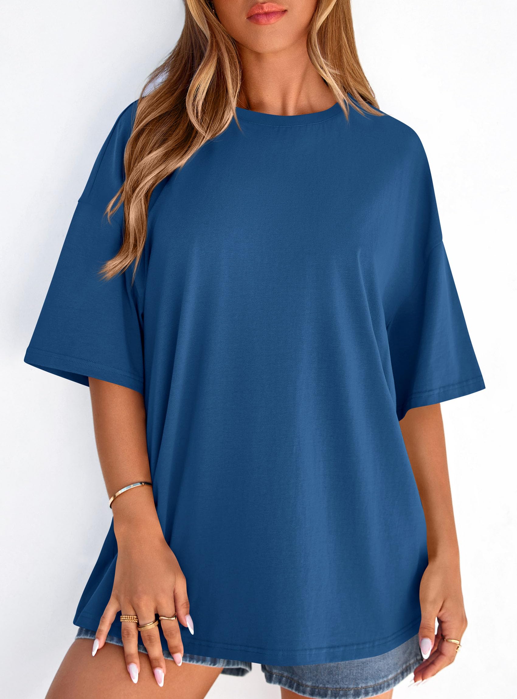 Women's Oversized Tshirts Going Out Tops (Blue,S)