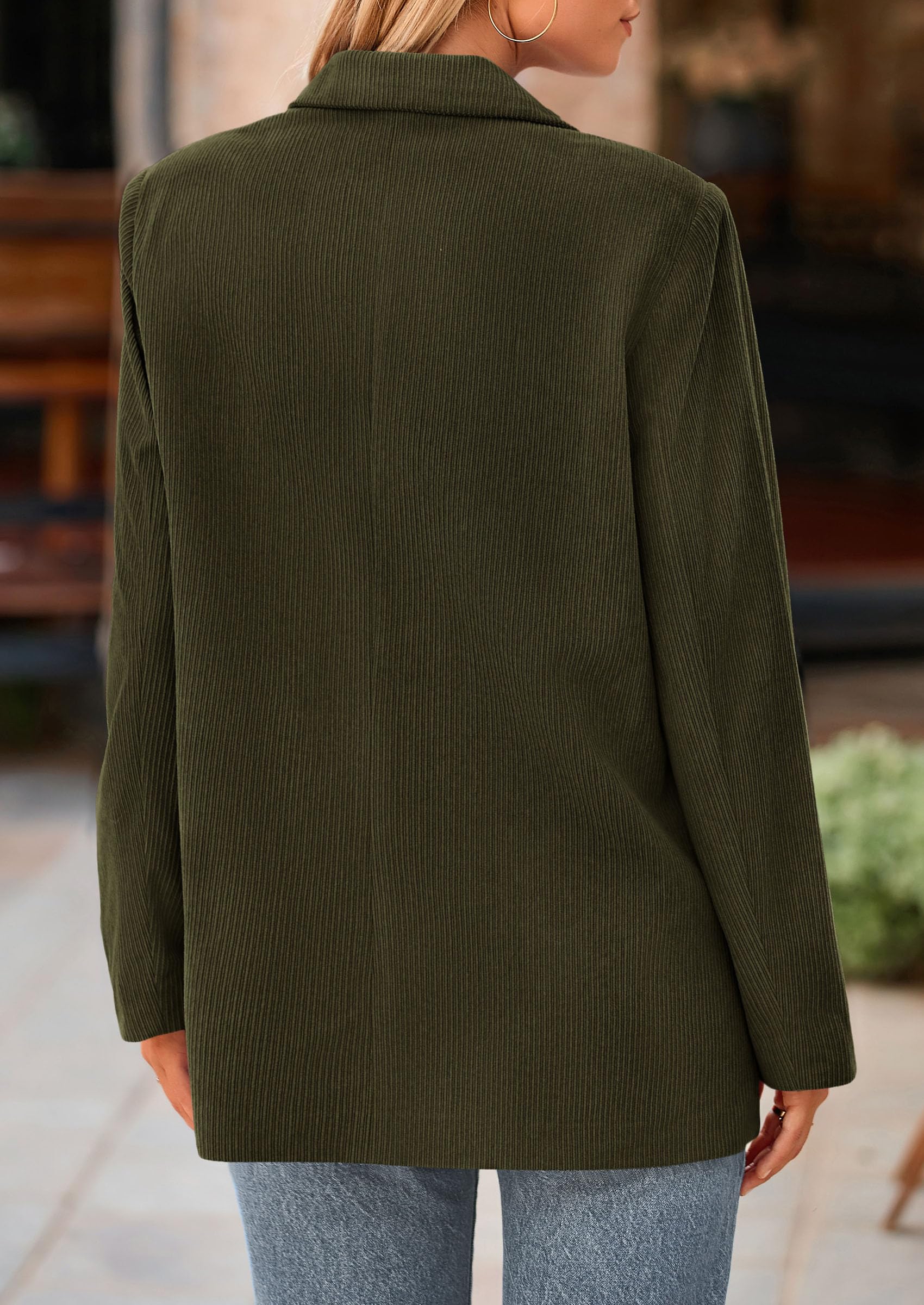 Women's Winter Corduroy Blazers Jackets (Army Green,S)