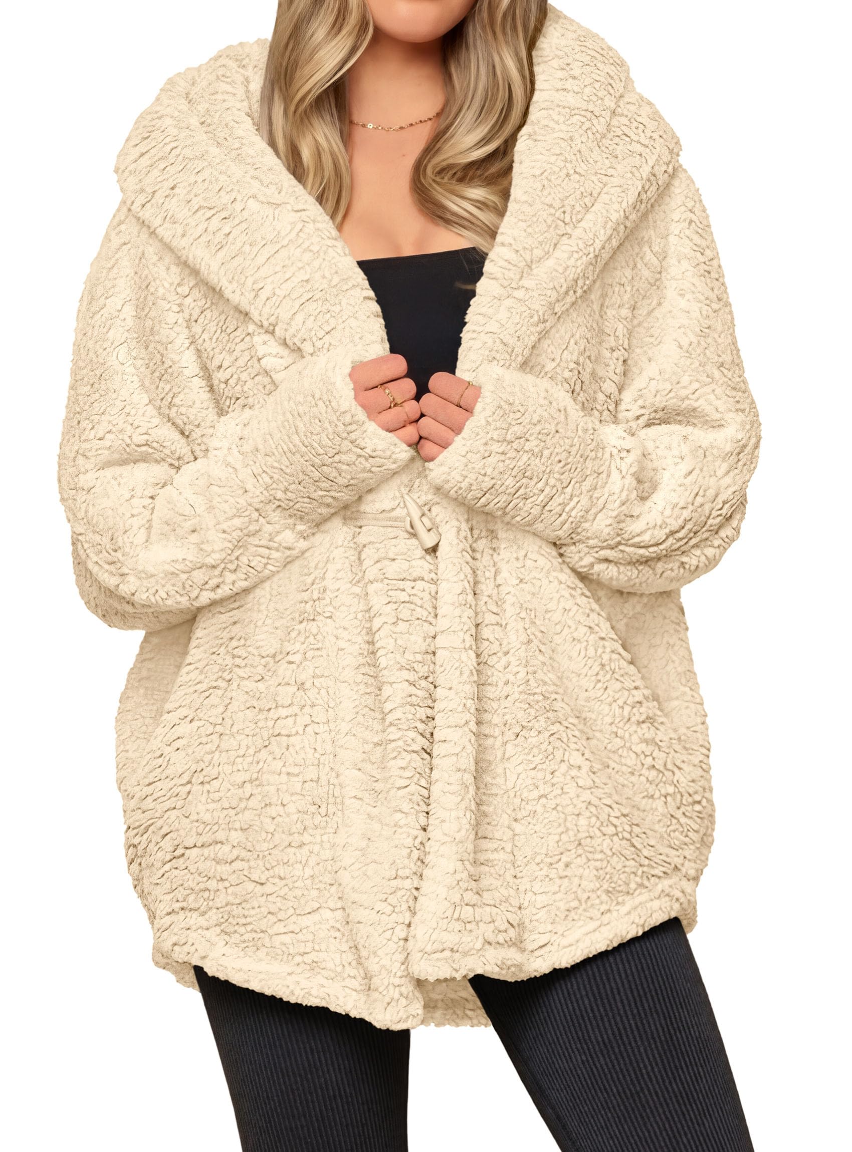 Women's Winter Warm Coats Hooded Faux Fur Sherpa Jacket