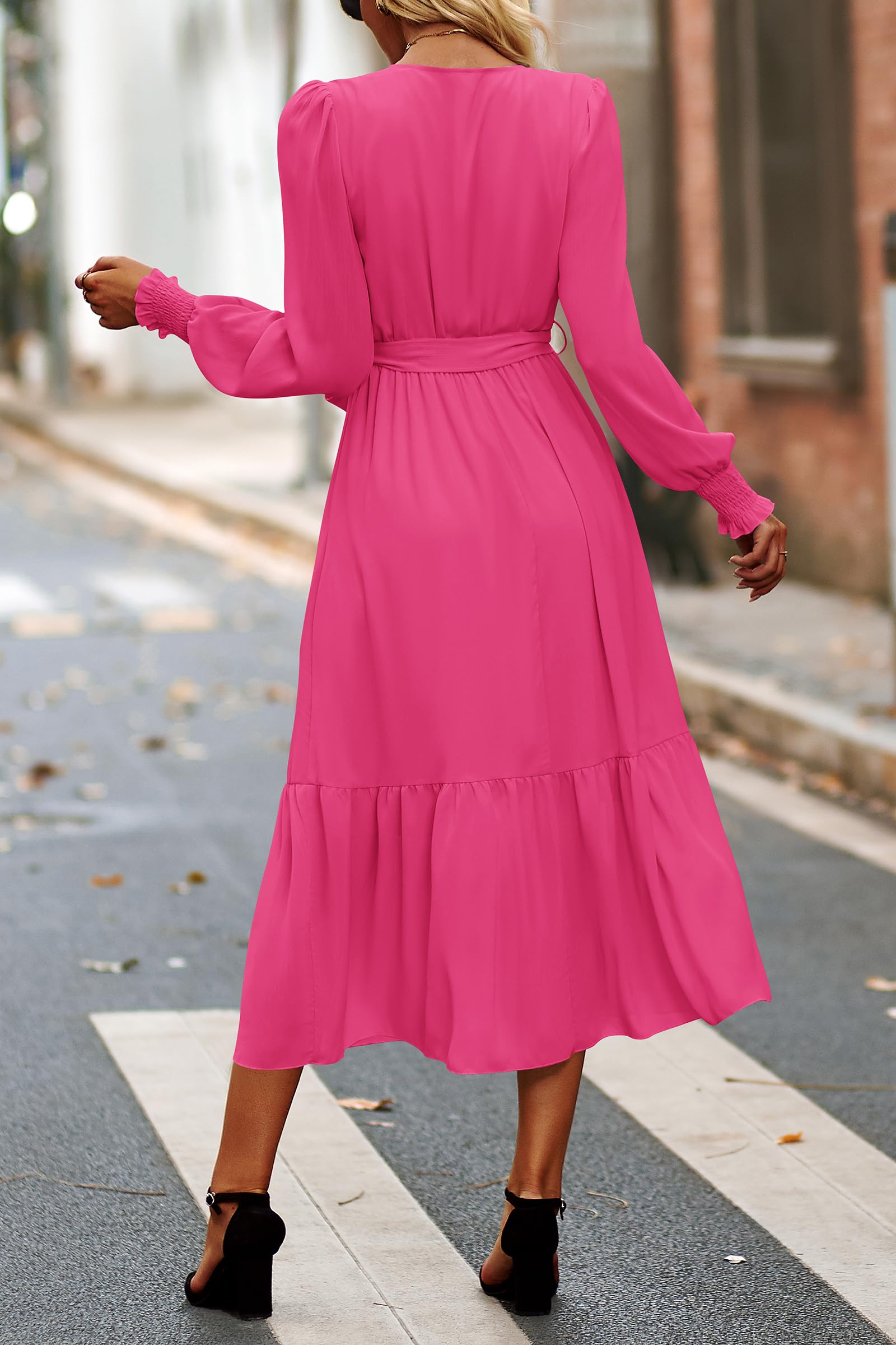 Womens Long Sleeve Boho Maxi Fall Floral Wedding Guest Dresses