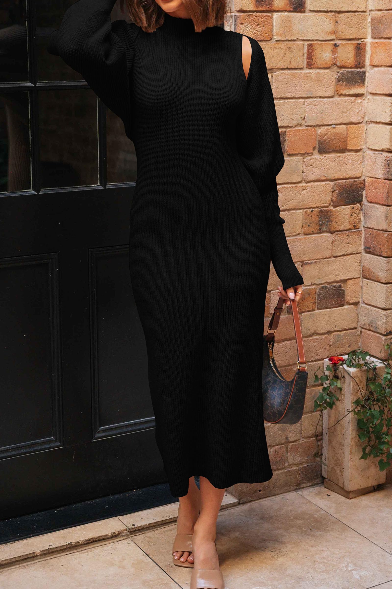 Womens 2 Piece Ribbed Knit Sweater Dress Set Date Night Outfit