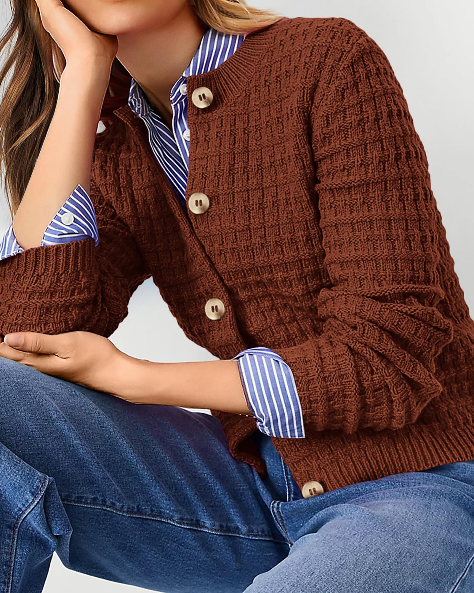 Women's Fall Lightweight Cardigan Sweaters Caramel