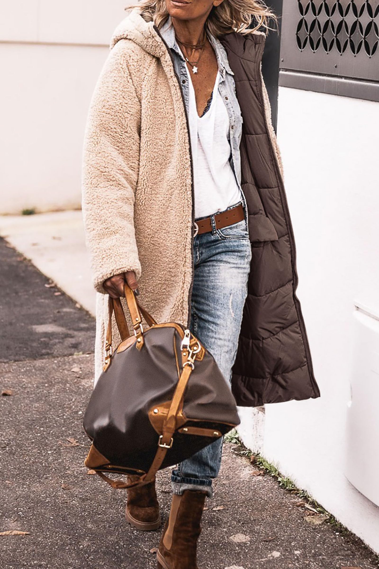 Women's Winter Fleece Warm Long Coats(Dark Coffee,Small)