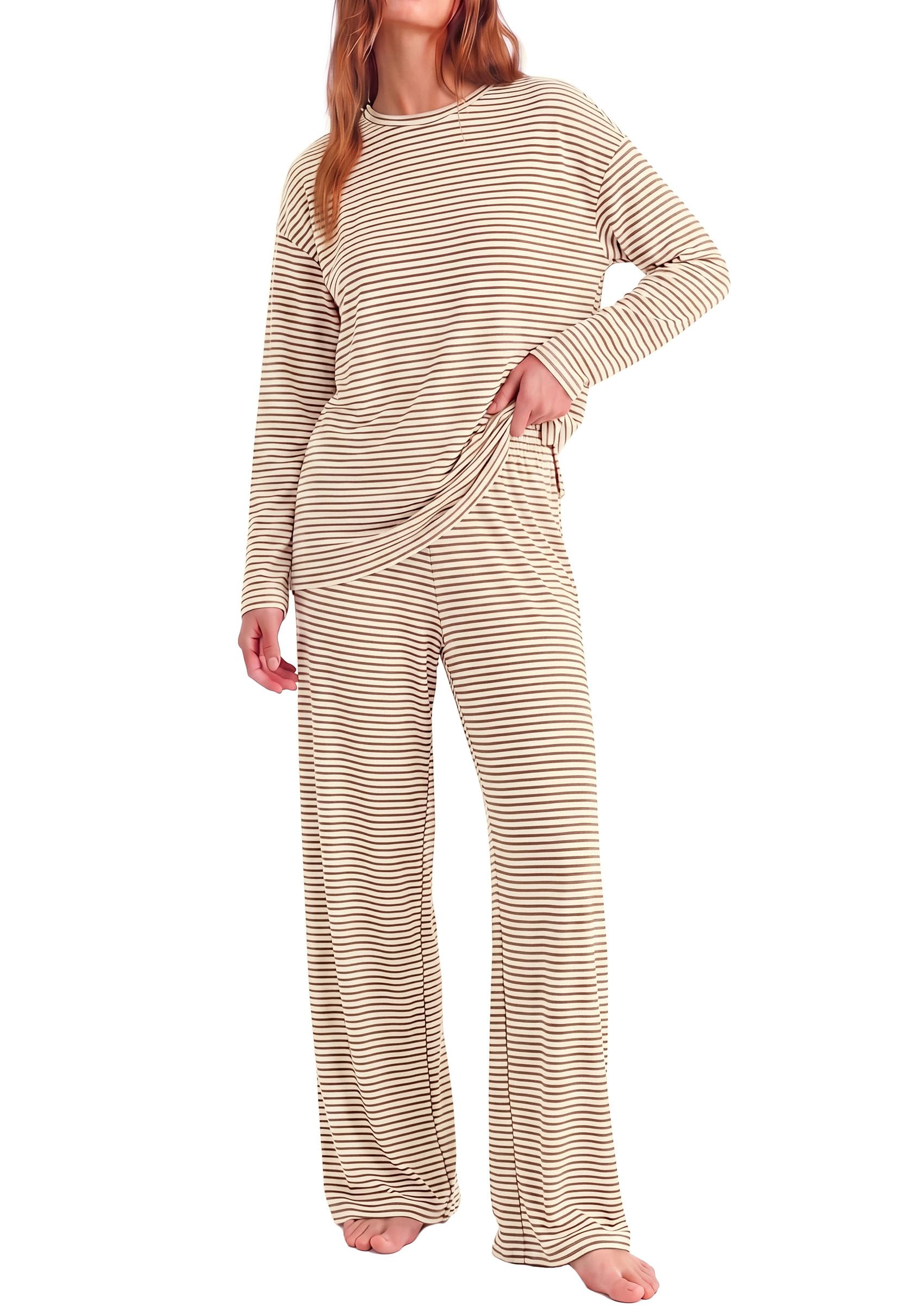 Lounge Sets for Women Fall Striped Matching Comfy Pajama Sets