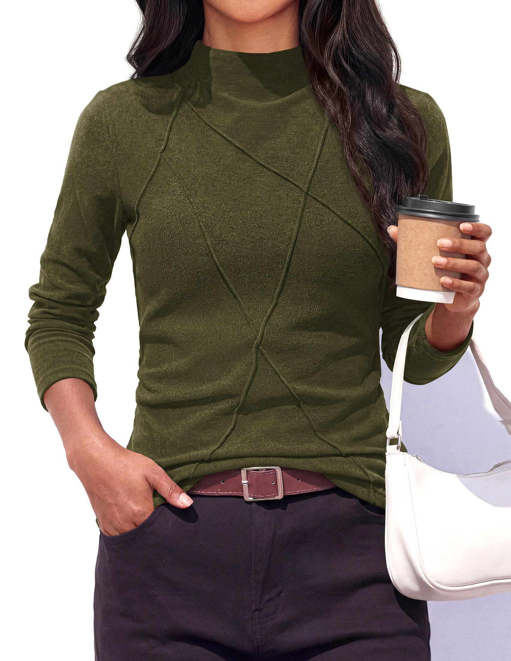 Women's Mock Neck Long Sleeve Shirts Underscrub Fall Tops