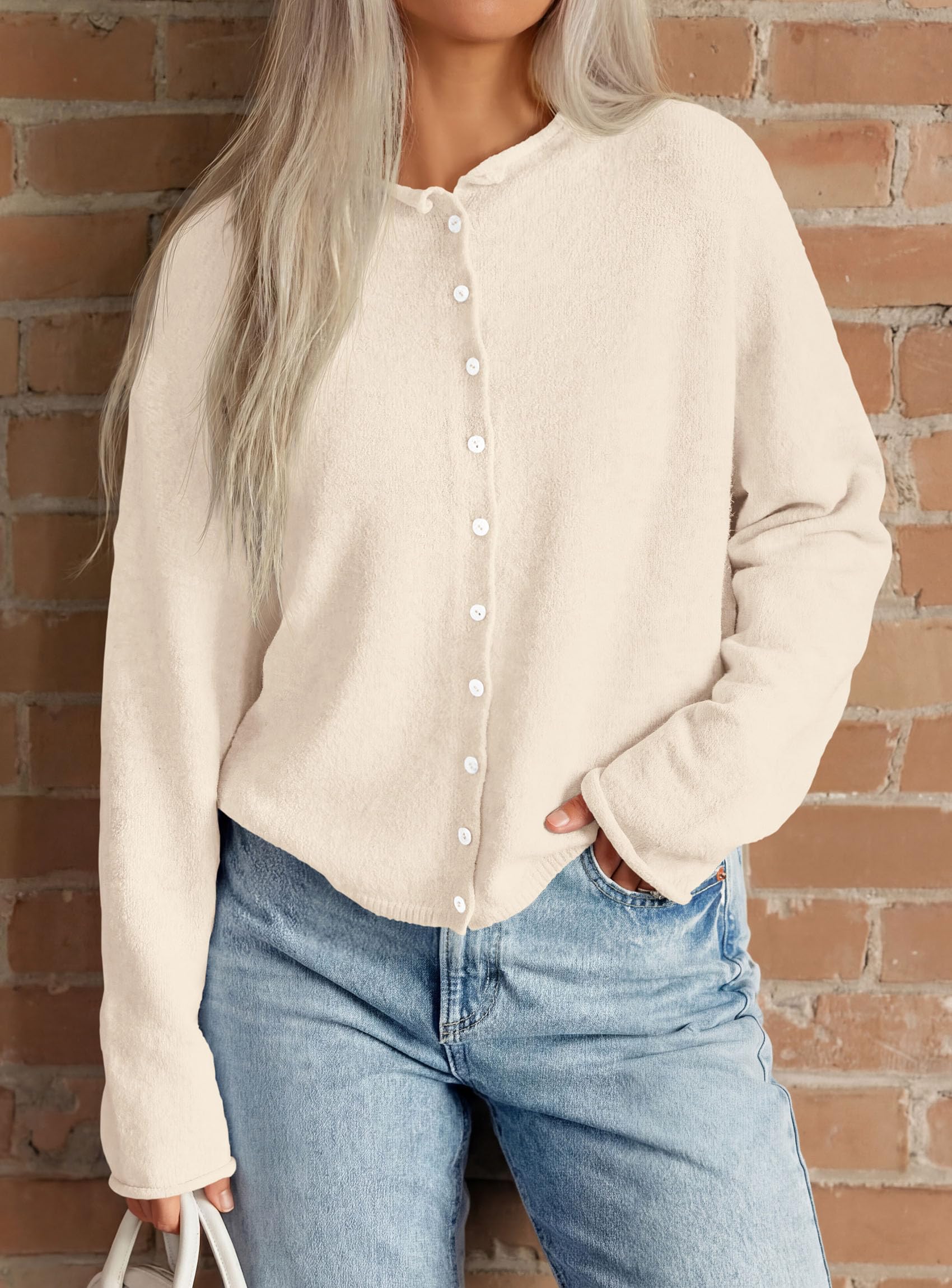Button Up Cardigan for Women Knit Oversized Fall Sweaters