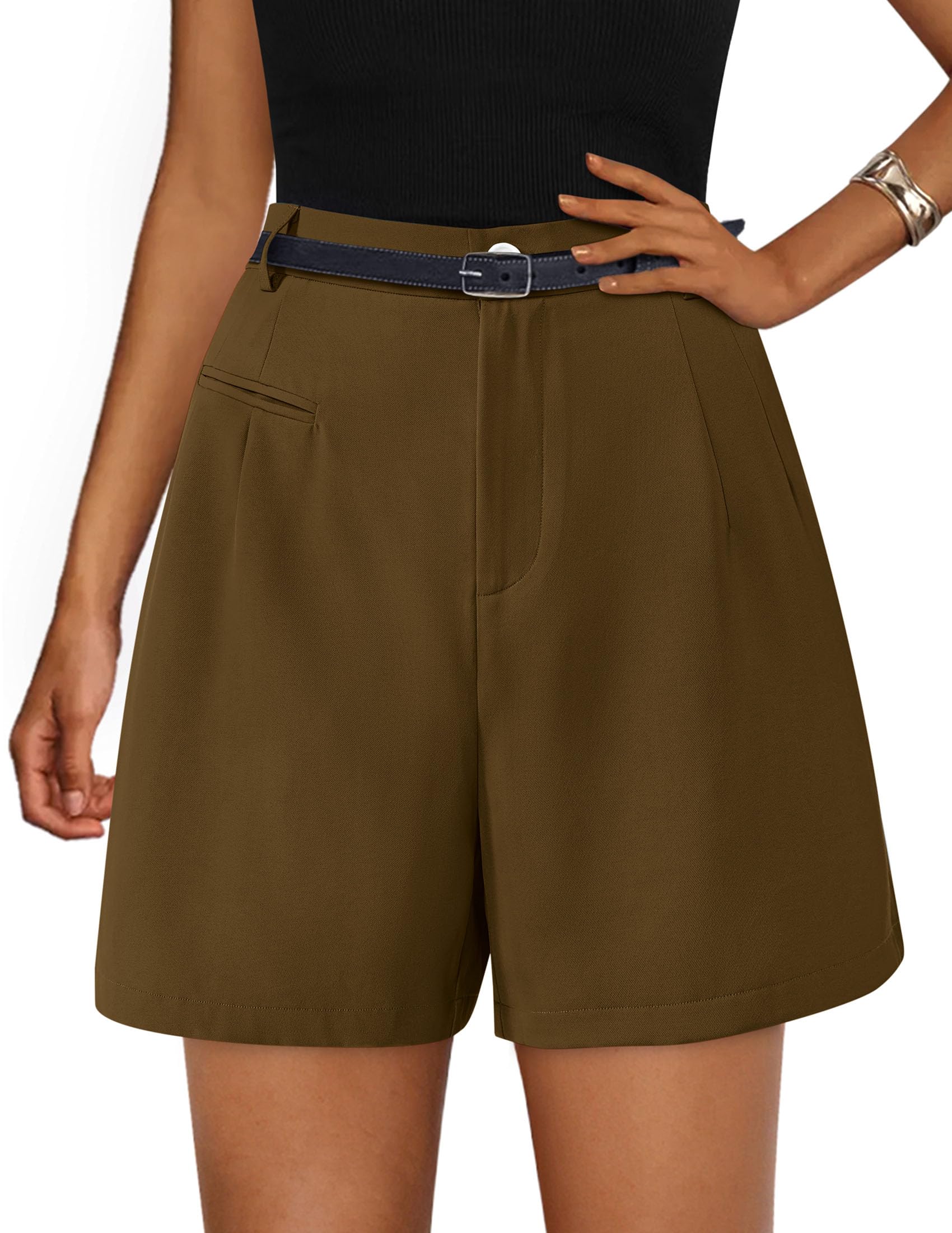 Women's Summer Shorts Business Casual Outfits,Dark Khaki,S