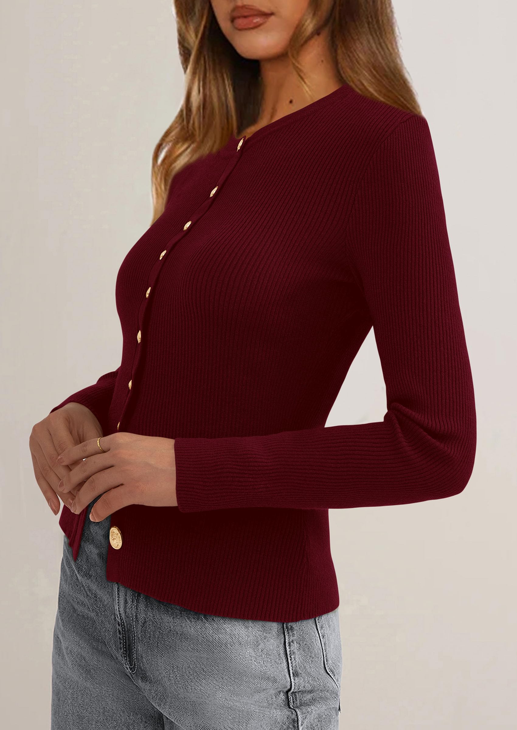 Women's Fall Lightweight Cardigan Sweaters,Burgundy,S