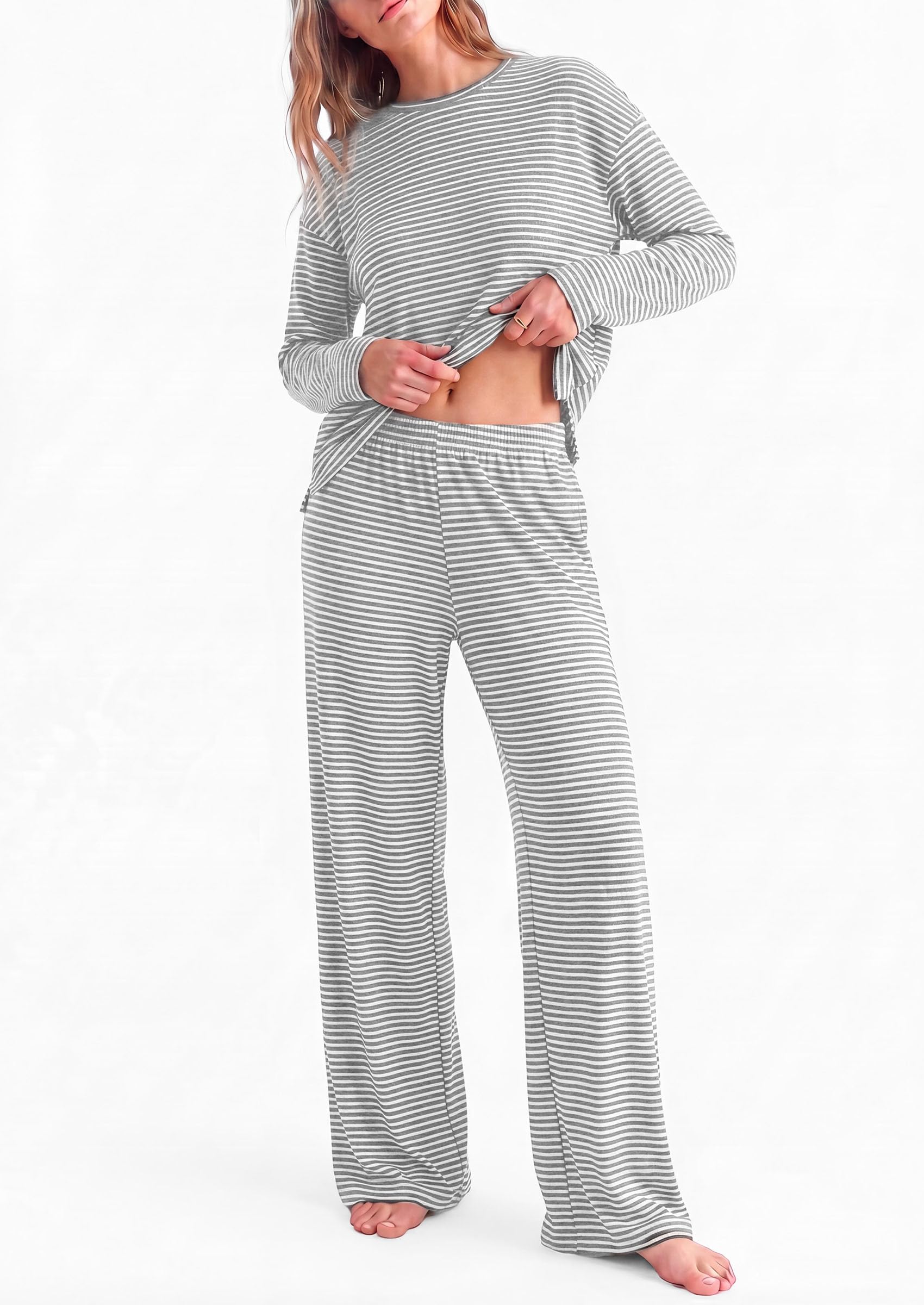 Lounge Sets for Women Fall Striped Matching Comfy Pajama Sets