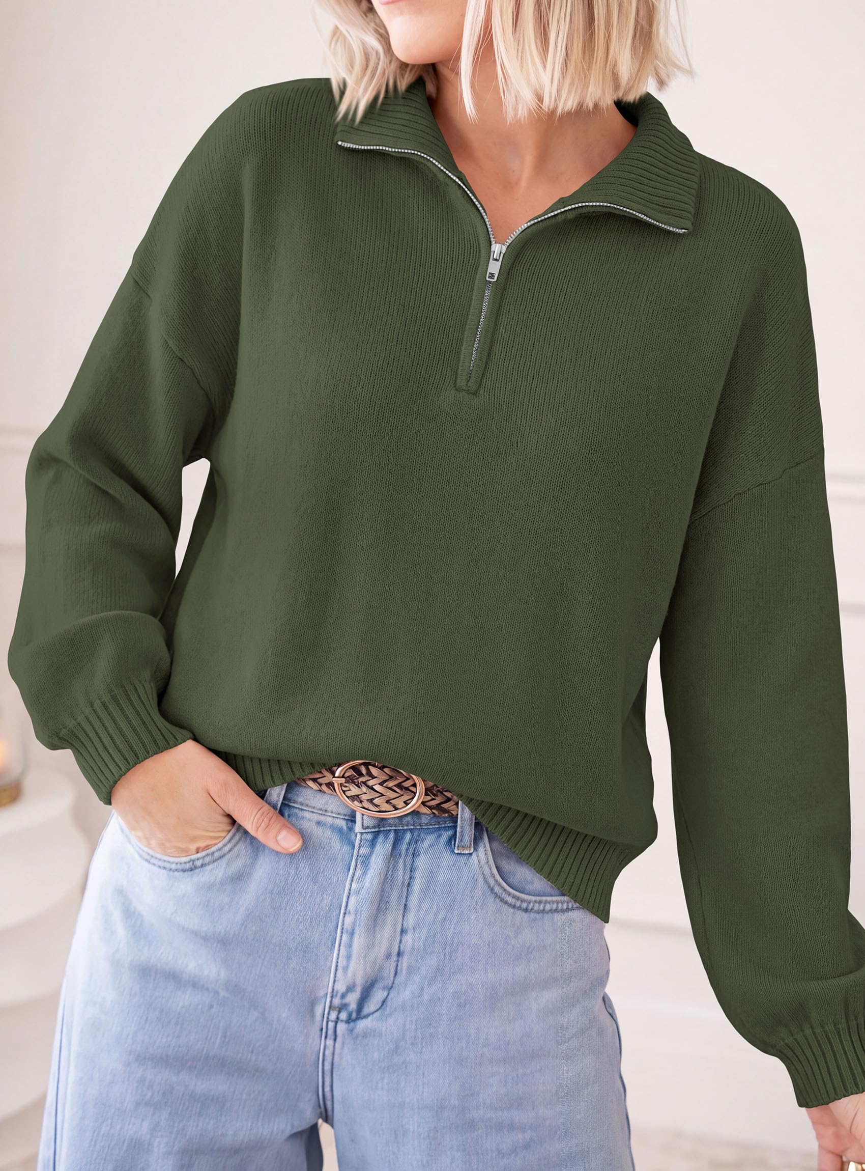 Women's Sweaters Oversized Quarter Zip Pullover Fall Outfits