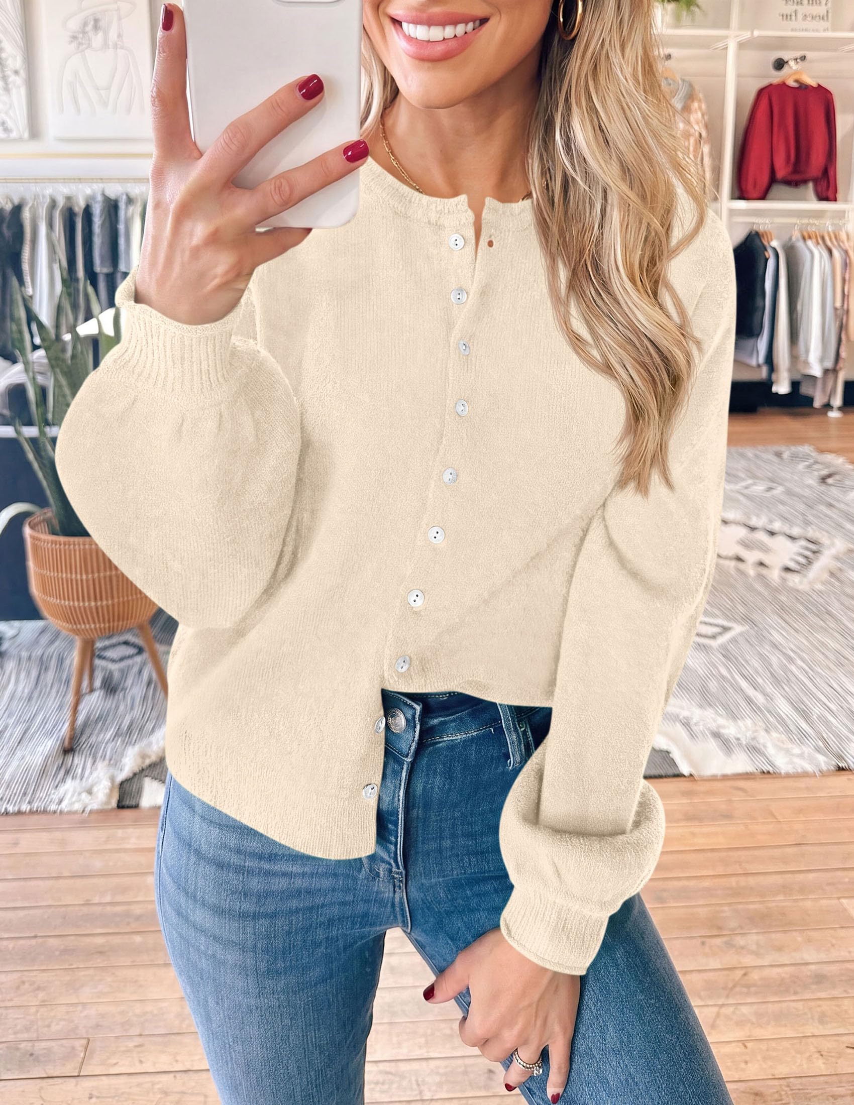 Women's Knit Button Up Cardigan Fall Lightweight Cozy Sweaters